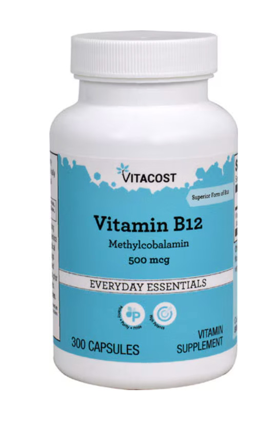 Vitacost Vitamin B-12 Methylcobalamin – 500 mcg – 300 Capsules – Exp 12/26
