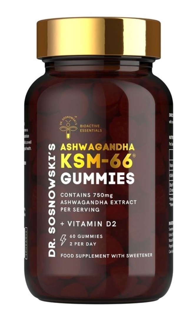 Ashwagandha + D2 – KSM-66 Gummies, 750mg, for Anxiety, Stress, Sleep, Immune