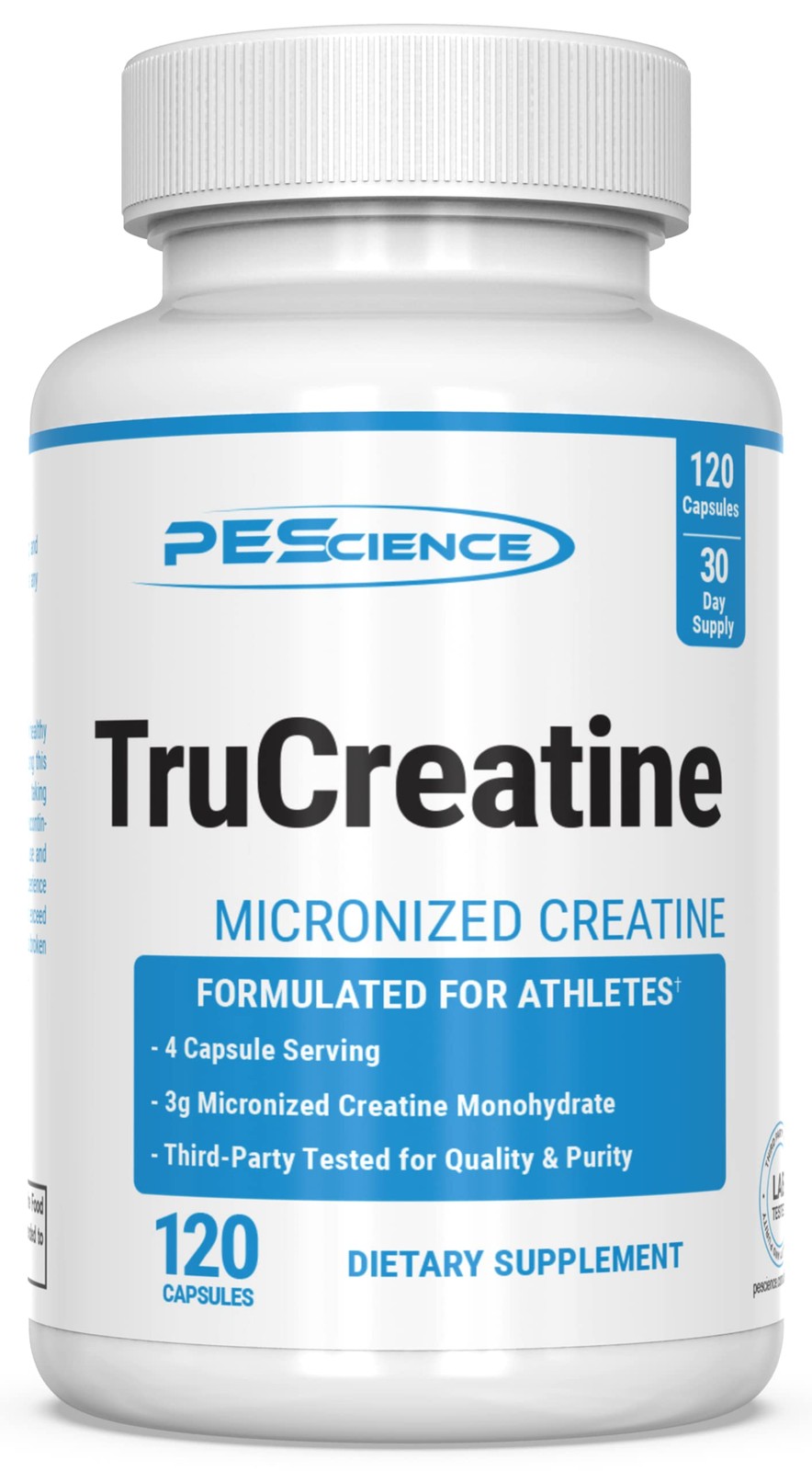 PEScience TruCreatine Creatine Pills, 120 Count (Pack of 1), White