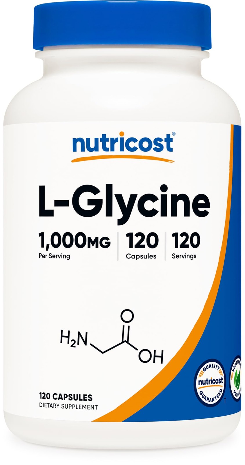 Nutricost L-Glycine 1000mg, 120 Capsules, 120 Count (Pack of 1), Multicolor