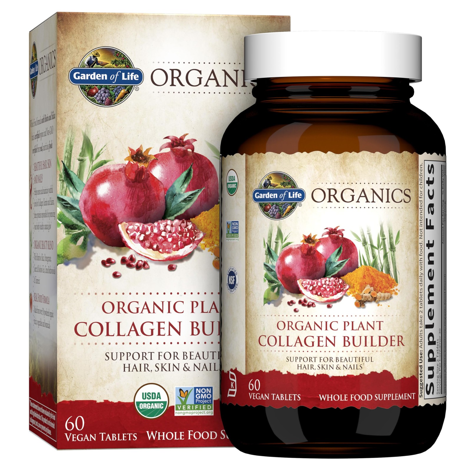 Garden of Life Organics Vegan Collagen Builder – 60ct (Pack 1), No Color