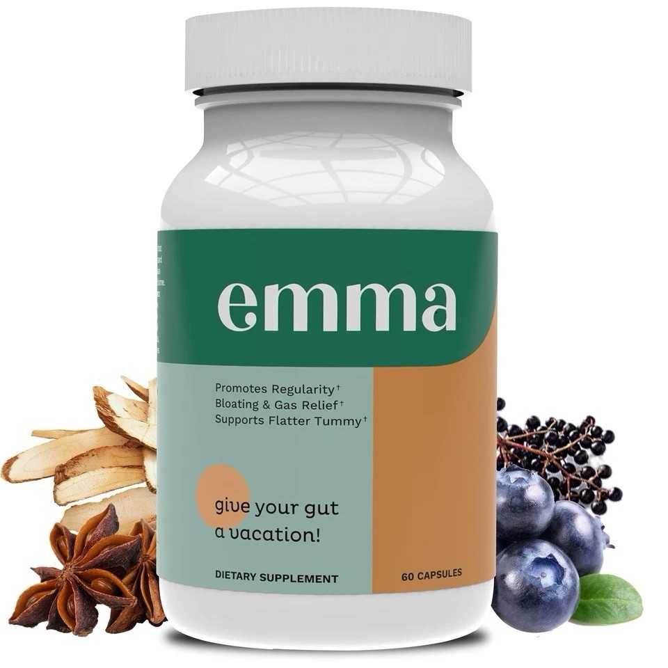 emma Gut Support Digestive & Gas Relief Capsules Gluten Free Non-GMO 60