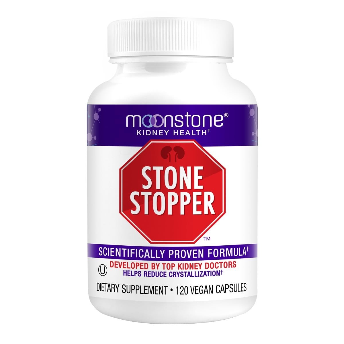 Moonstone Stone Stopper Capsules, Kidney 120 Count (Pack of 1)