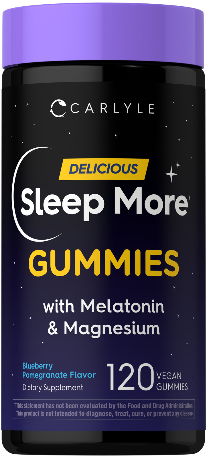 Melatonin and Magnesium Gummies | 120 Count | Blueberry Pomegranate | by Carlyle