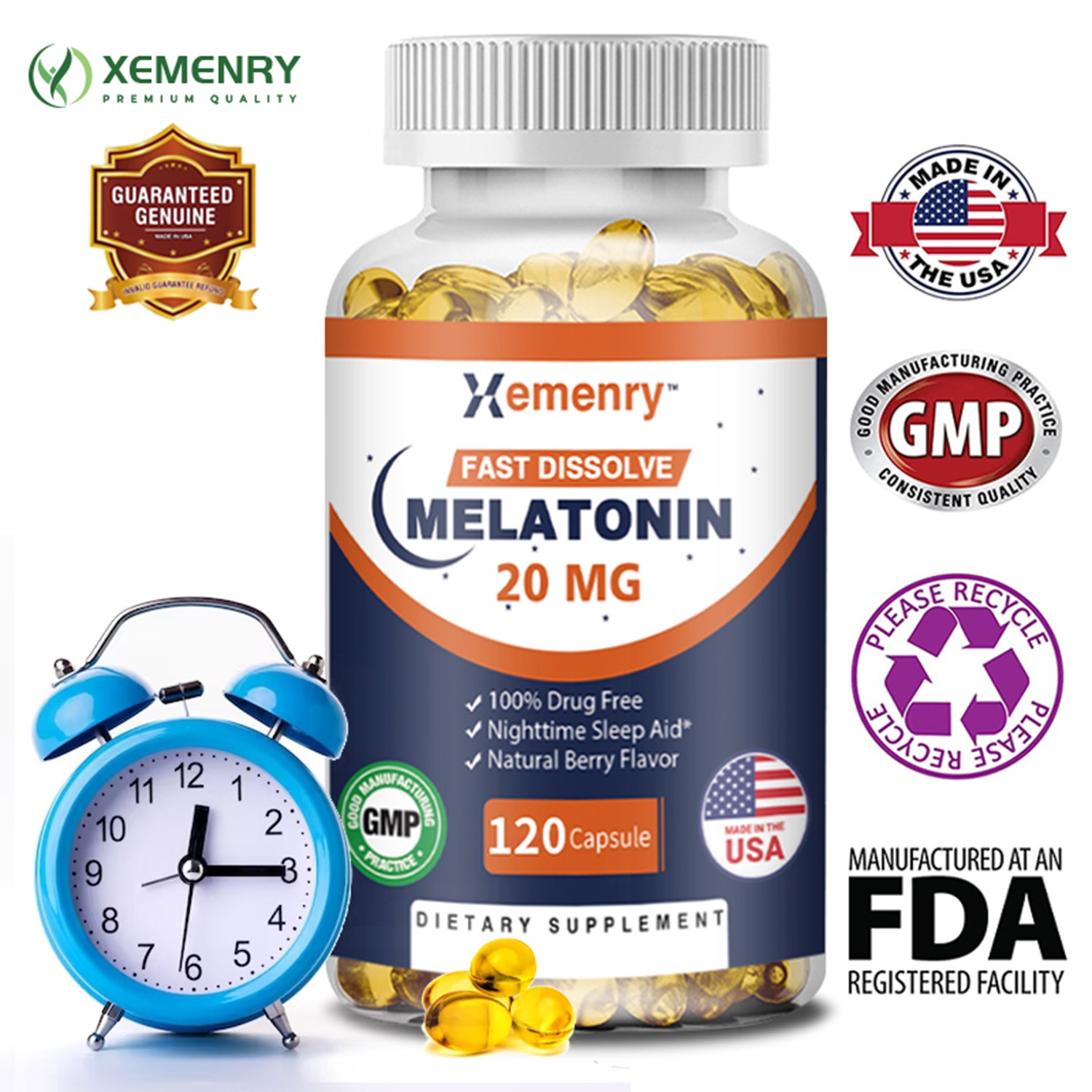 Melatonin 20mg – with L-Theanine -Powerful Sleep Aid,Stress Relief,Sleep Support
