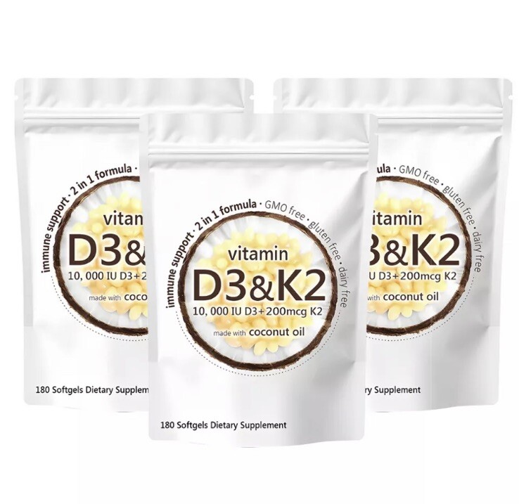 Lot Of 3 Vitamin D3 K2 Softgel Capsule Extra Strength D3 K2 Supplements