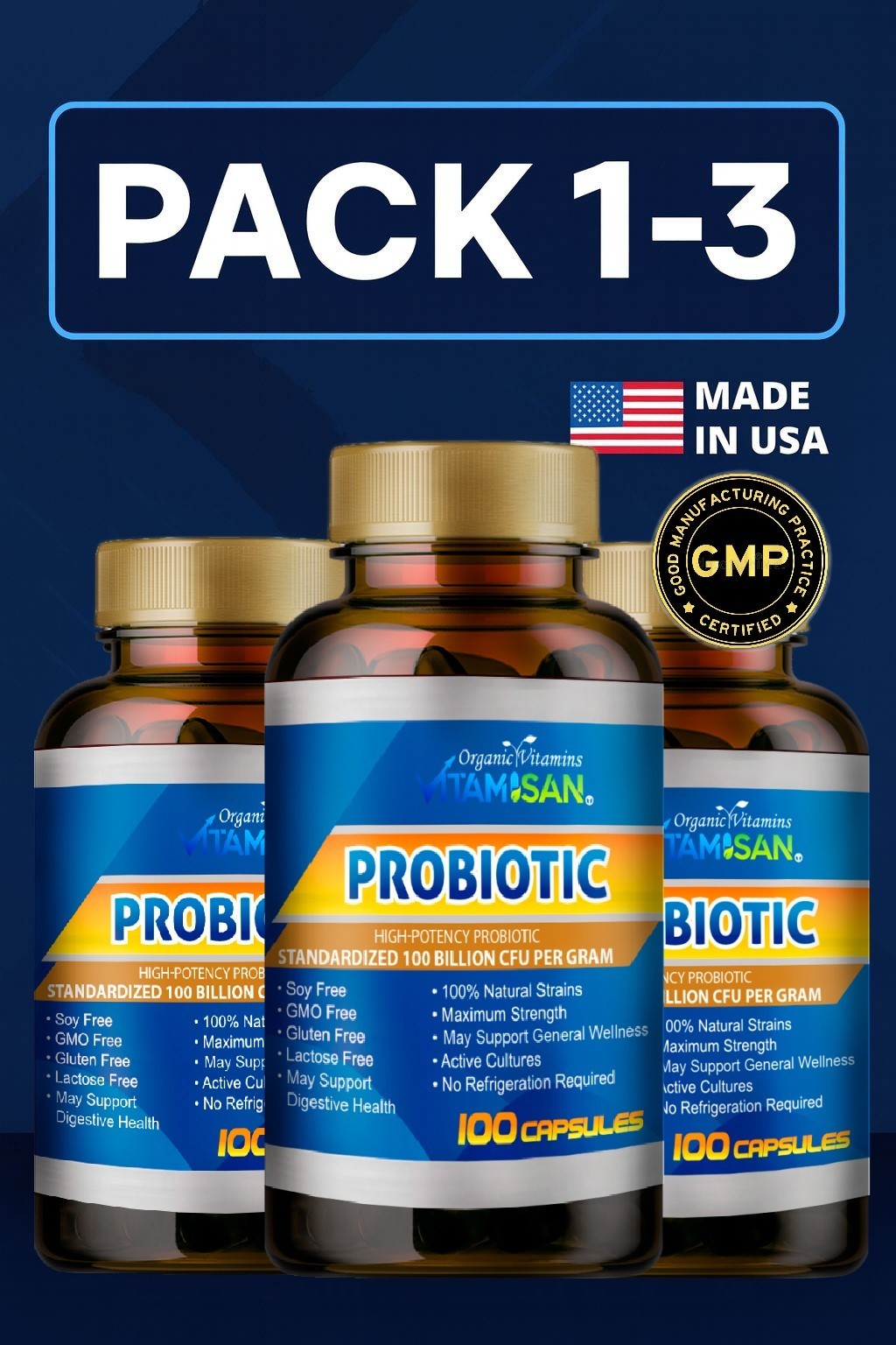 Probiotics 100 Billion CFU Potency Digestive Immune Health Gut Health Supplement