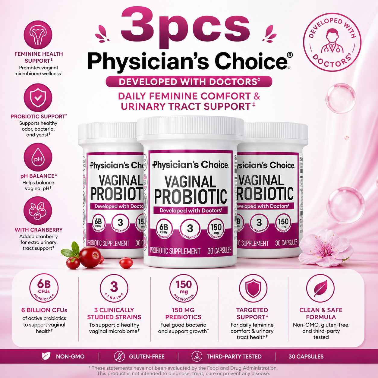 Physician’s Choice Vaginal Probiotic for Women – Support Vaginal PH Balance NEW