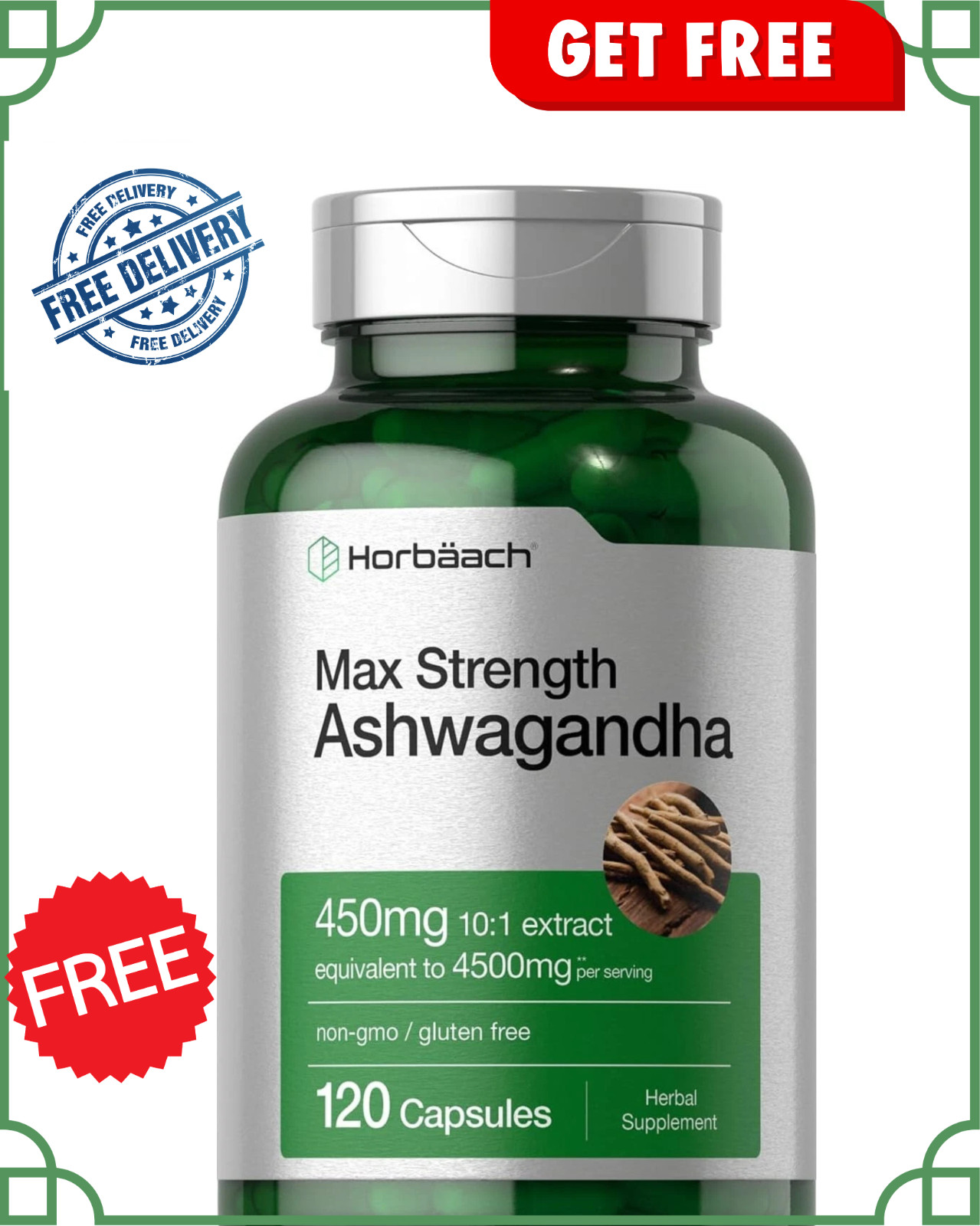 Ashwagandha Capsules | 4500 mg | 120 Count | by Horbaach