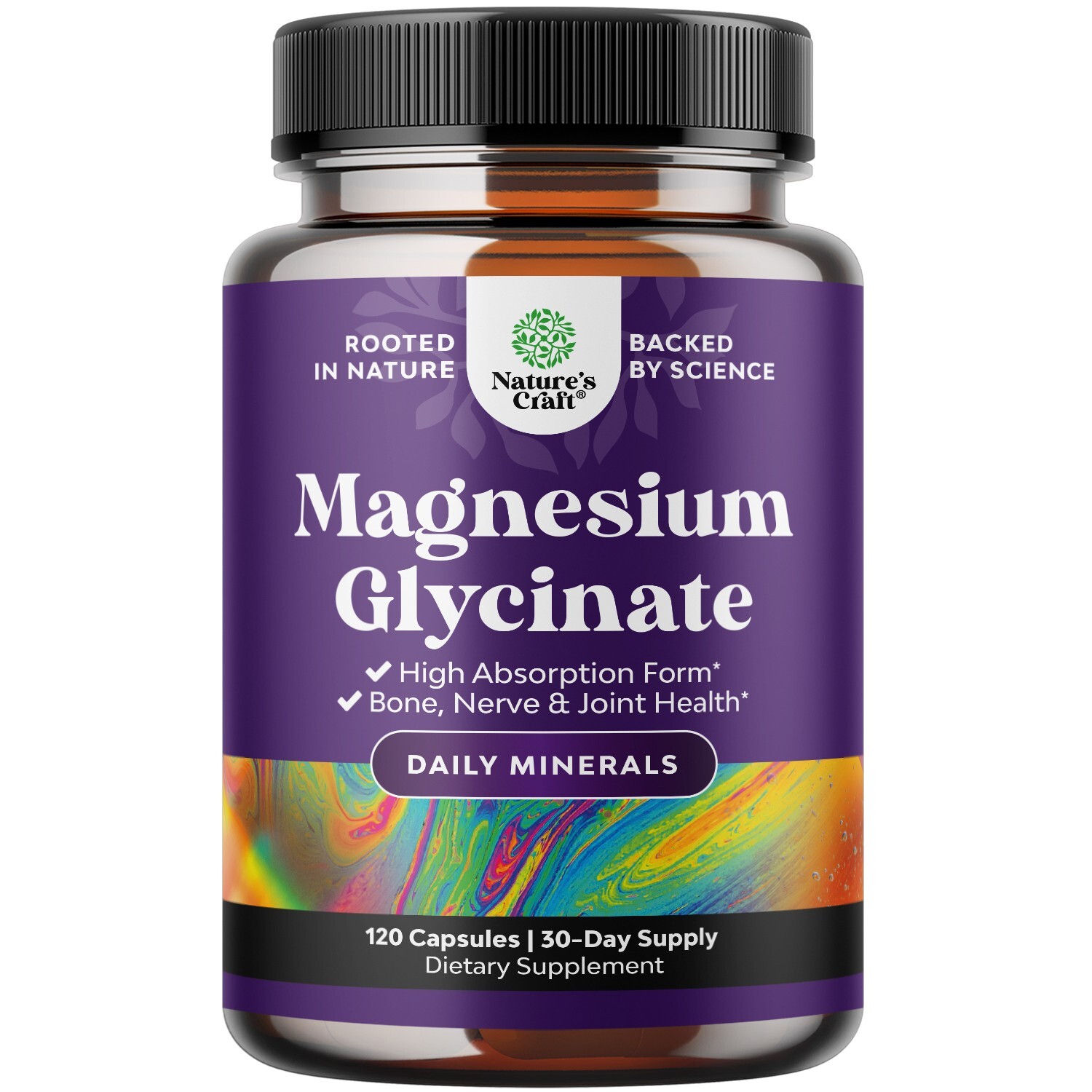High Absorption Magnesium Glycinate Capsules – Chelated 500mg Per Serving 120ct