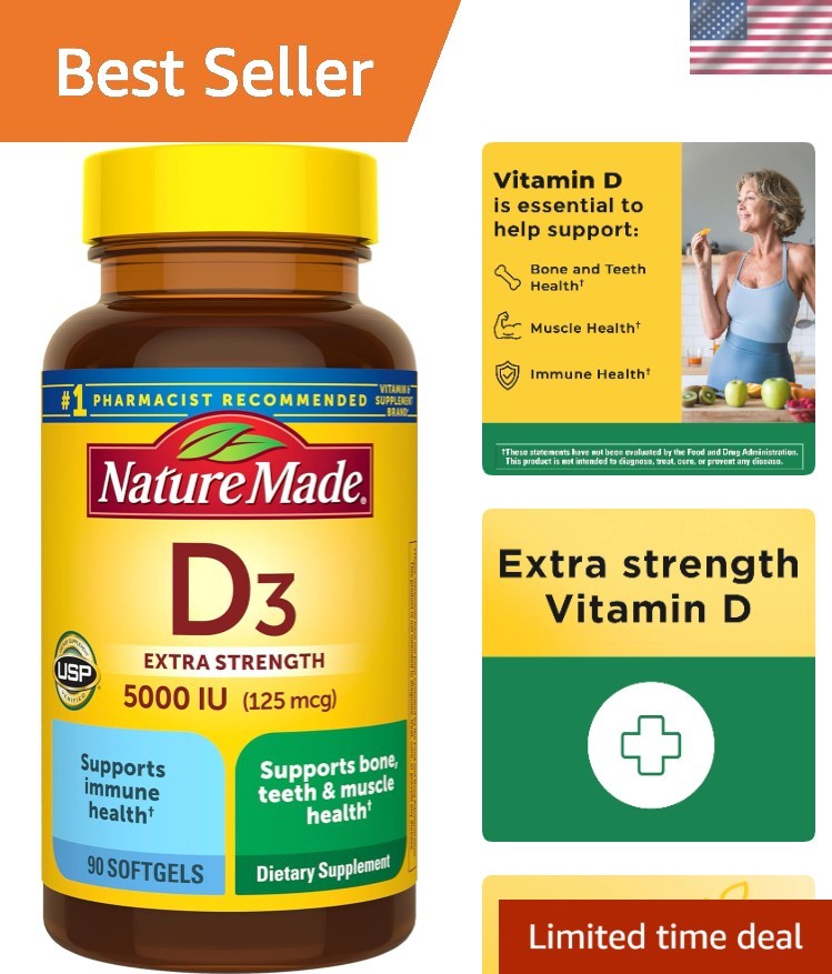 Vitamin D3 5000 IU 125 mcg Softgels, Extra Strength Vitamin D Supplement for …
