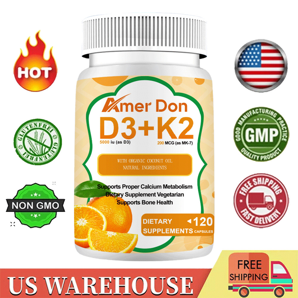 Vitamin K2 (MK7) with D3 5000 IU Supplement, BioPerine Capsules, Immune Health