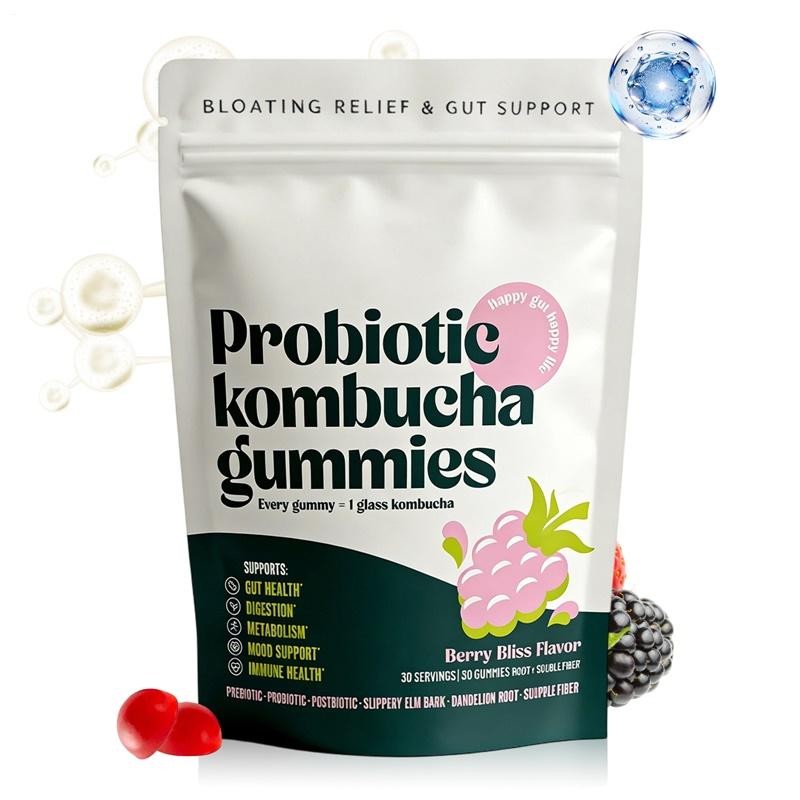 Probiotic Kombucha Gummy – Prebiotics, Probiotics, Postbiotics, Fiber Supplement