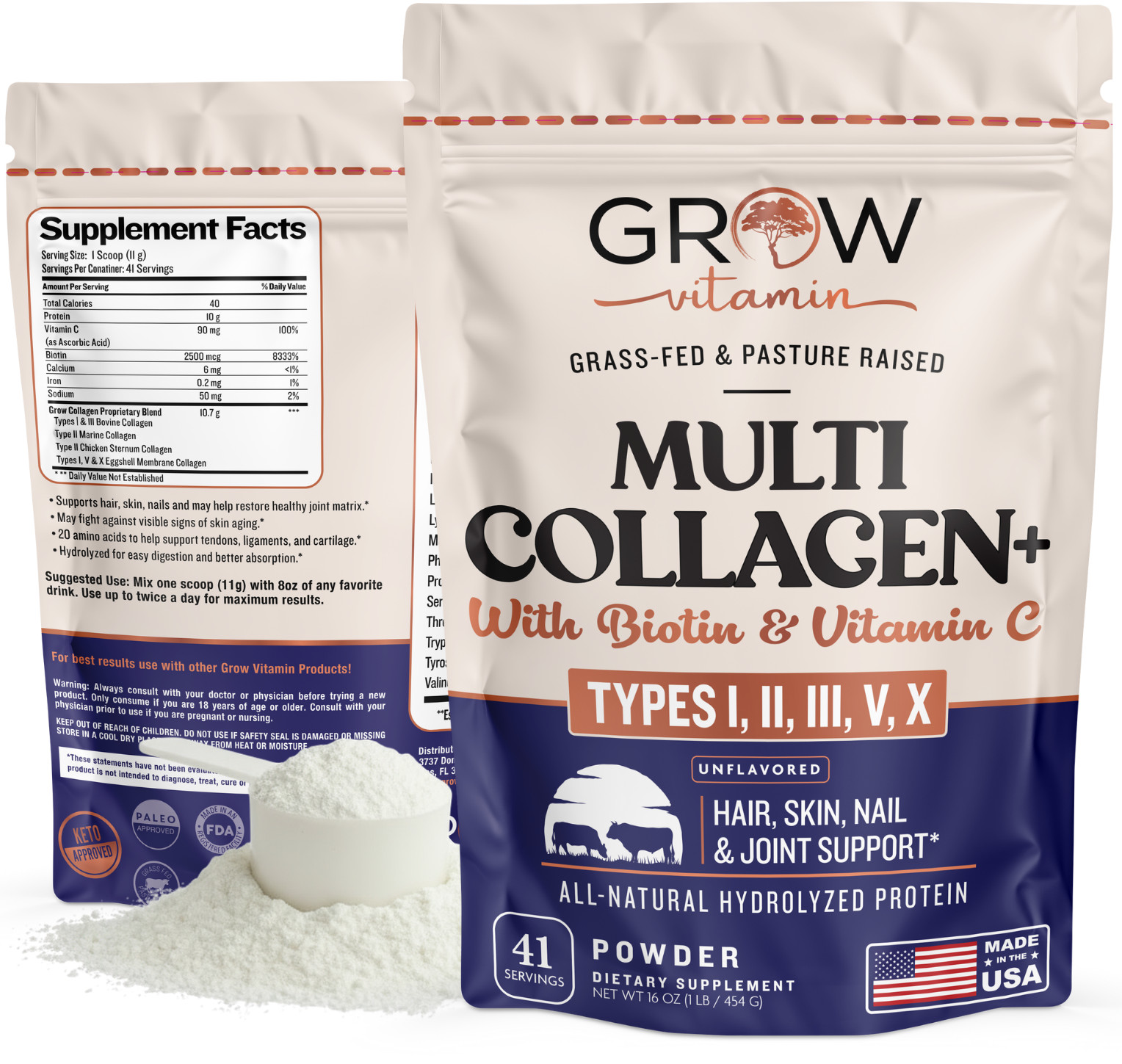 Nutricost Multi Collagen Protein Complex Powder (41 Servings) Unflavored
