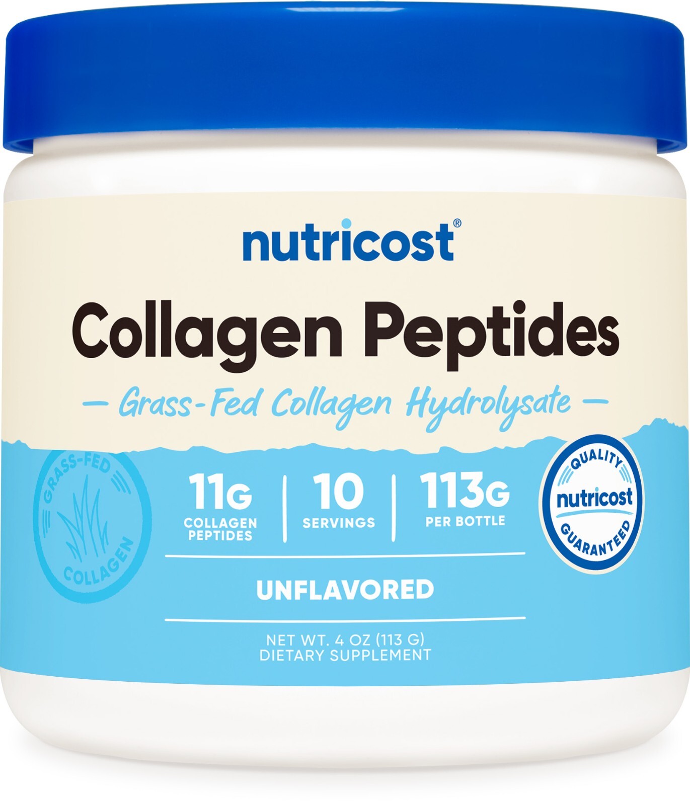Nutricost Grass-Fed Collagen Powder 4 oz (Unflavored) – Gluten Free and Non-GMO