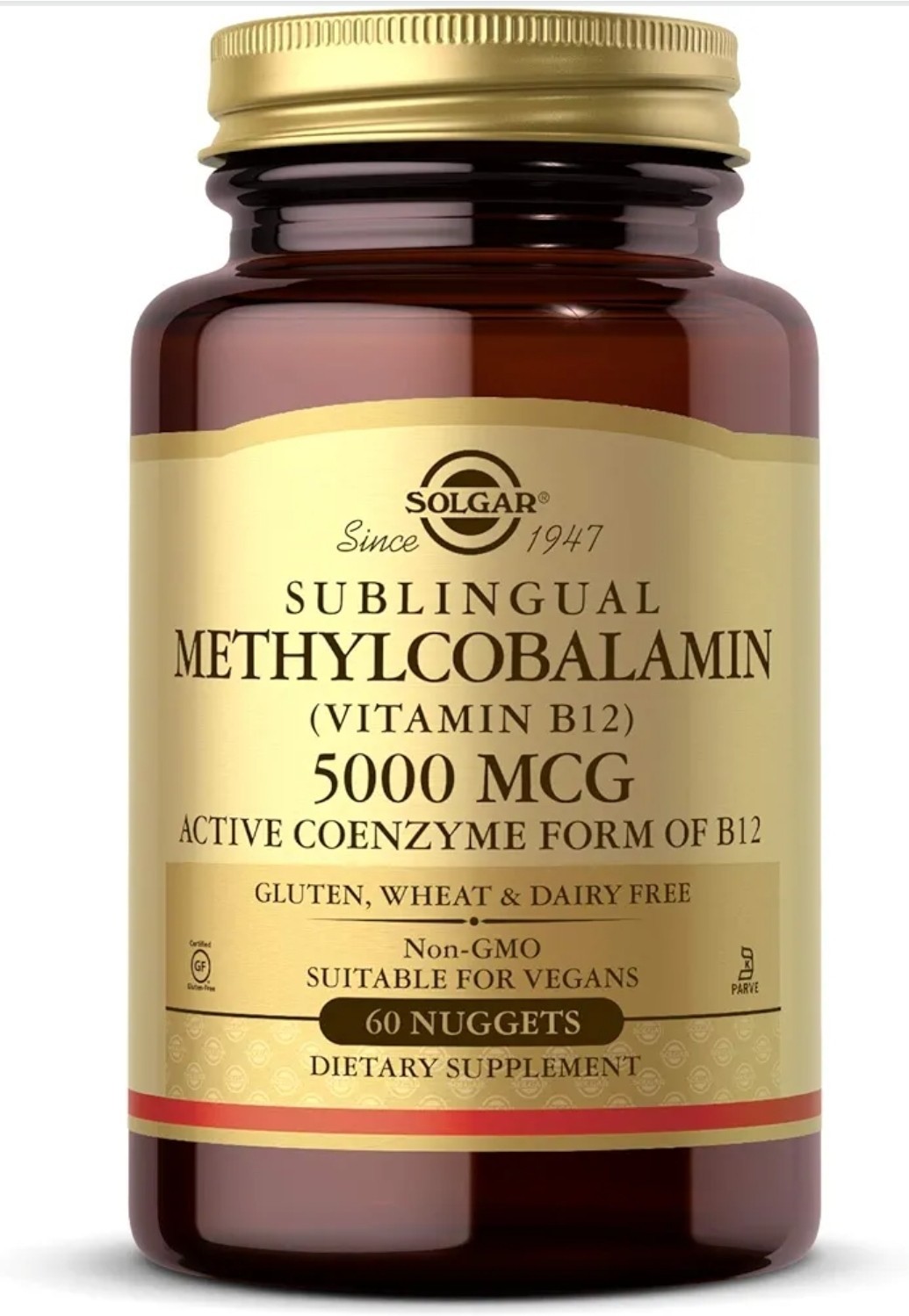 Sublingual Methylcobalamin (Vitamin B12) by Solgar, 60 nuggets 5000 mcg Exp2028+