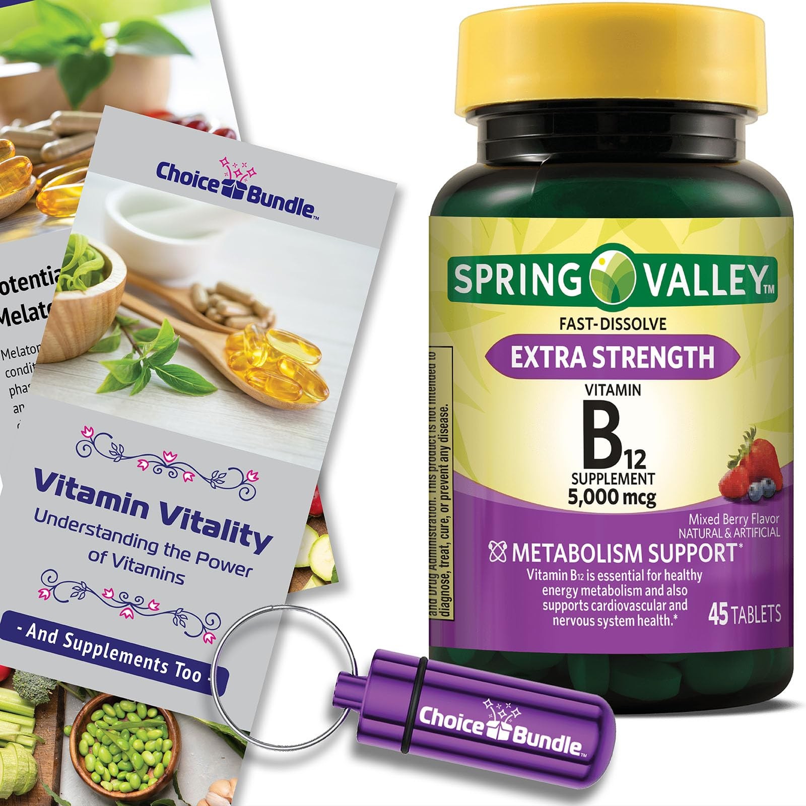 Spring Valley Vit B12 5000mcg Fast Dissolve 45 Ct Extra Strength Tablets B-12