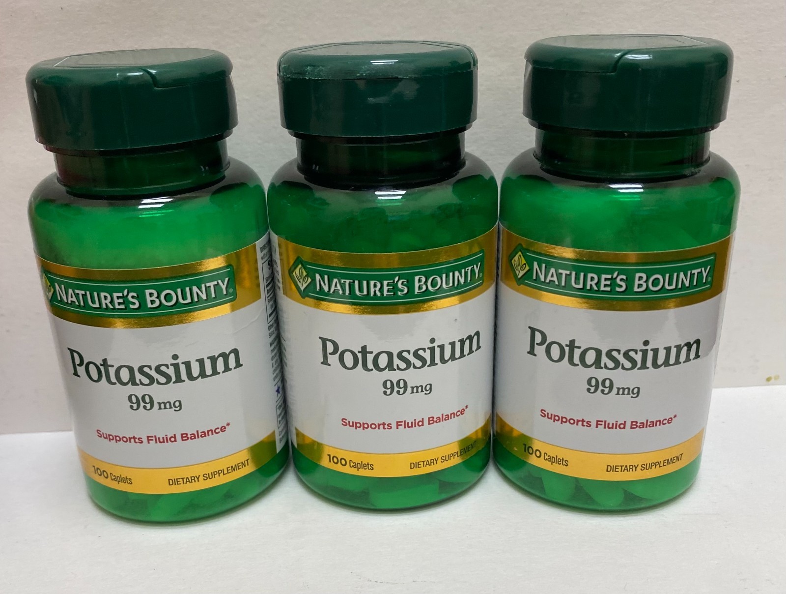 Nature’s Bounty Potassium 99 mg Dietary Supplement 100Caplets Lot of 3 Exp 05/26