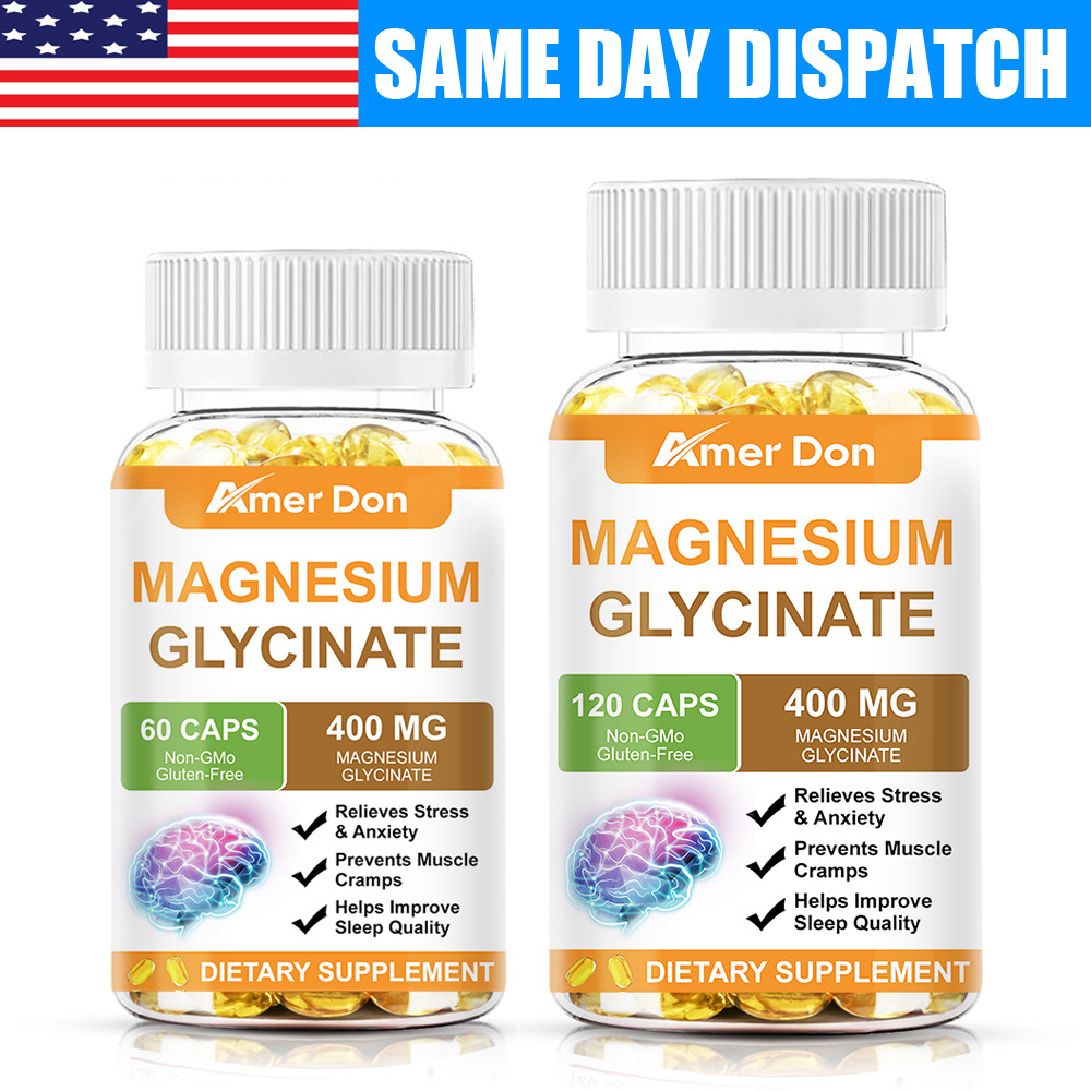 Magnesium Glycinate 400mg – Chelated High Absorption, Gluten-Free, Non-GMO