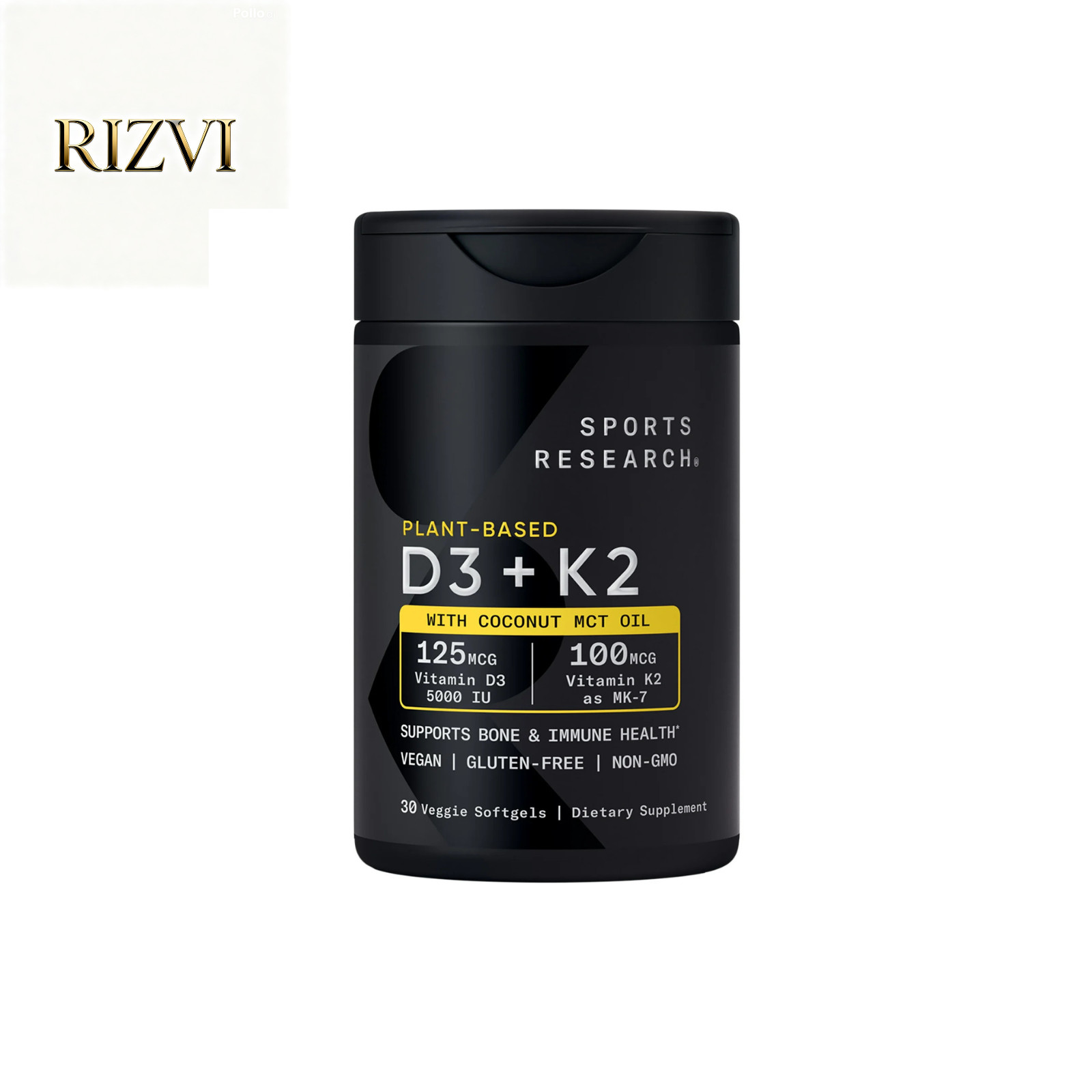 Sports Research Vitamin D3 + K2 5000IU Vegan Capsules 30ct