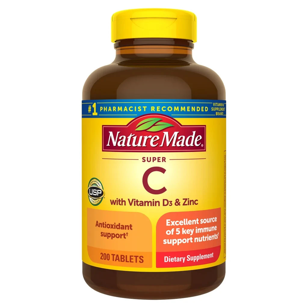 Nature Made Super C with Vitamin D3 & Zinc 200 Tablets – Immune Support
