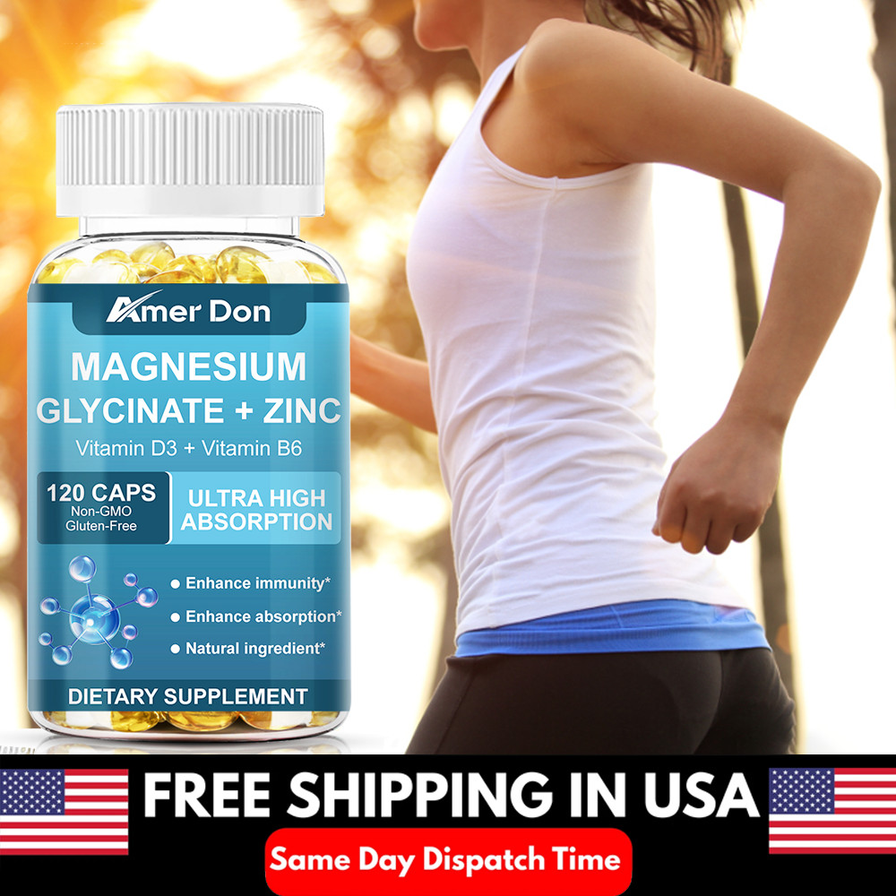 Magnesium Glycinate 500mg with Vitamin D3 B6 Zinc Improved Sleep Stress Relif