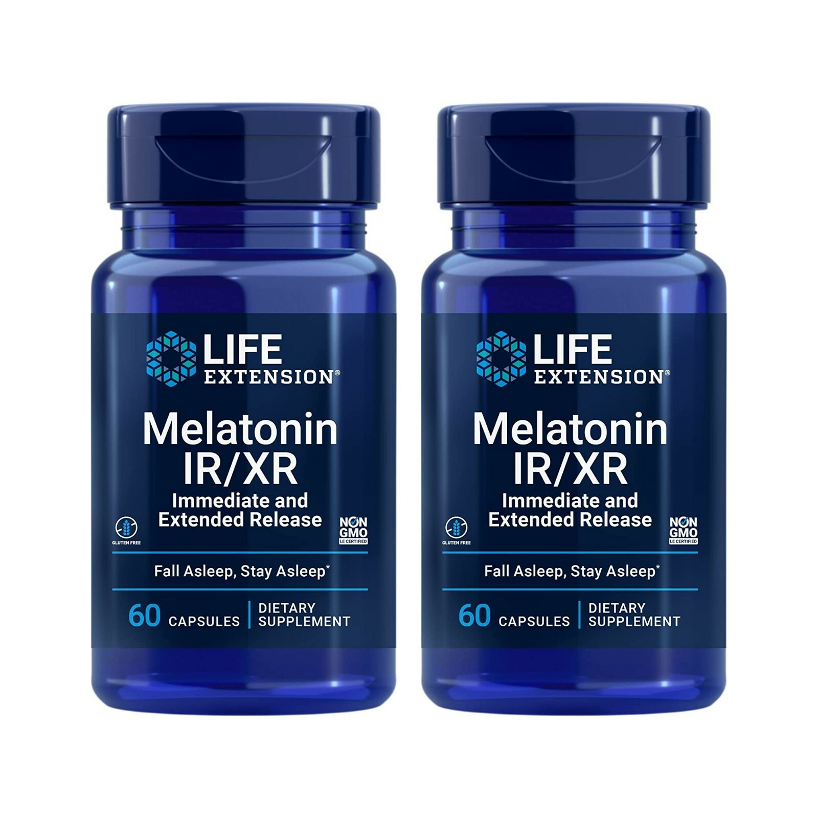 Life Extension Melatonin IR/XR Helps You Fall Asleep & Stay Asleep 60 Capsule
