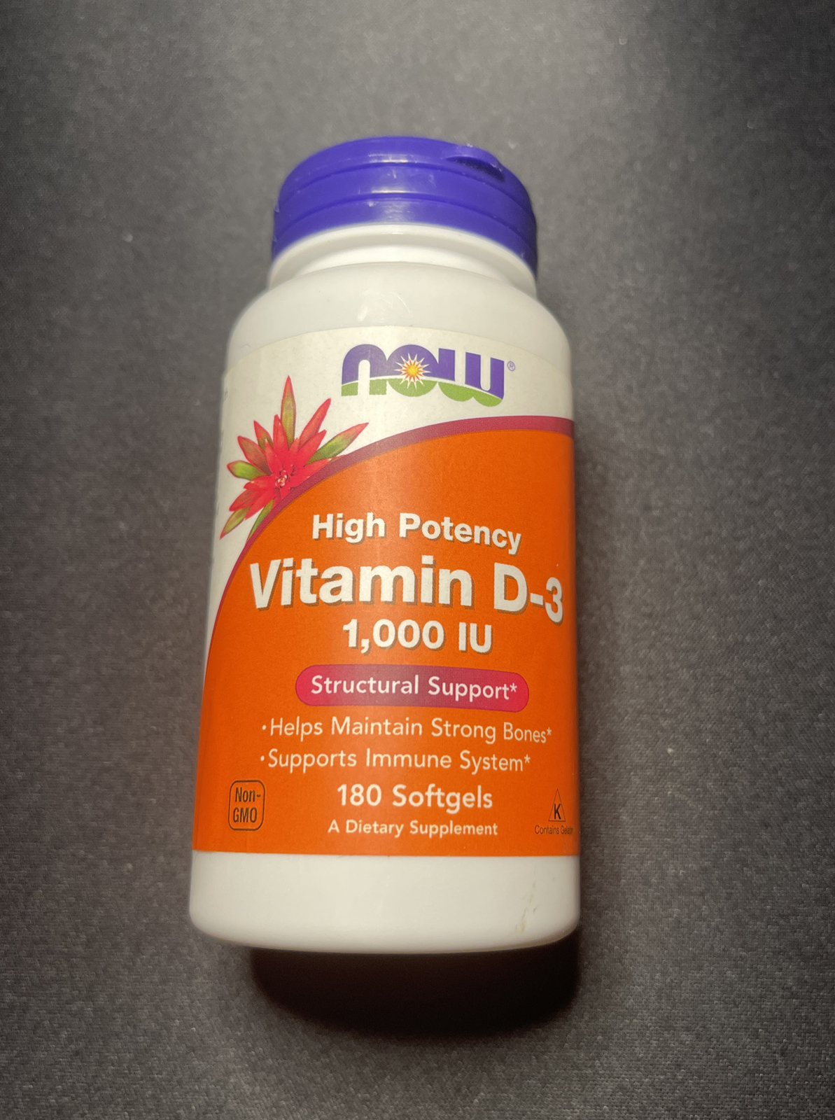 NOW FOODS Vitamin D-3 1000 IU – 180 Softgels EXP 6/26