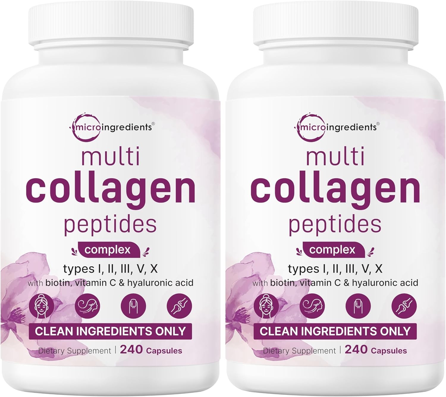 2 Pack Multi Collagen Pills for Women&Men, 480 Capsules| Type I, II, III, V, X |