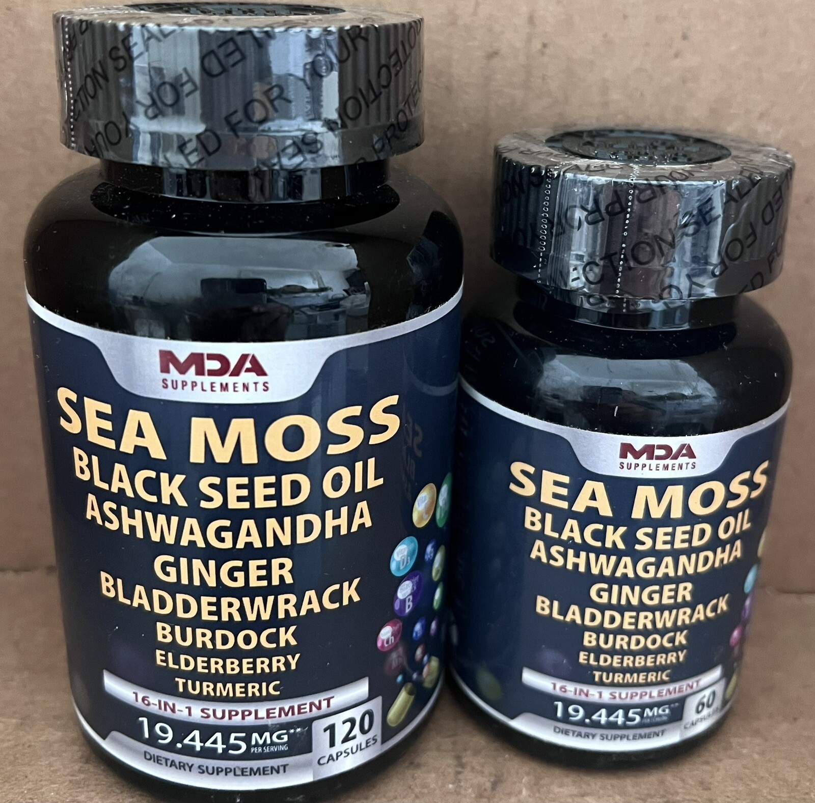 Mda Supplements Sea Moss,black Seed Oil,ashwagandha,ginger….180capsules 06/26