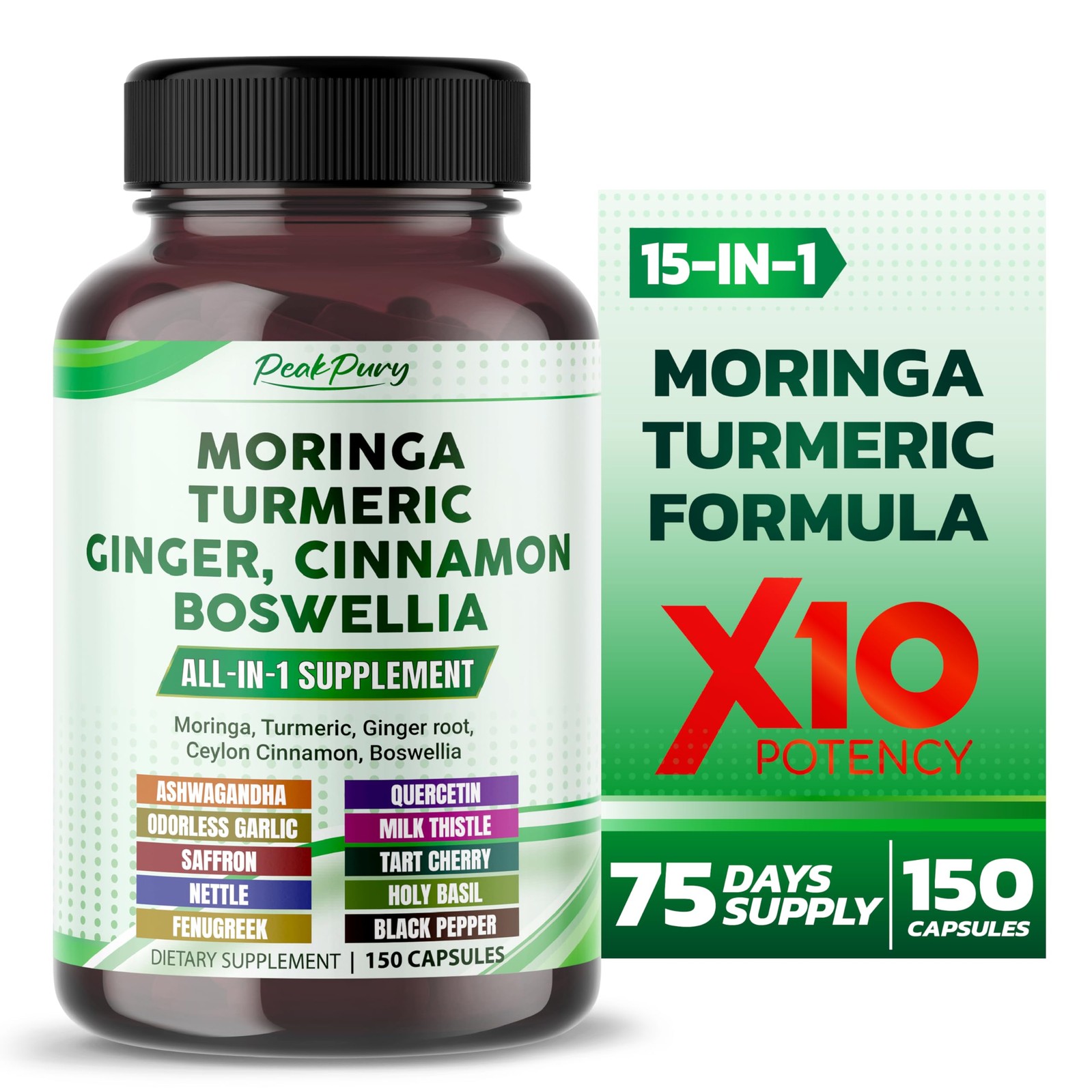 Moringa, Turmeric, Ginger Root, Ceylon Cinnamon, Boswellia – Made in USA