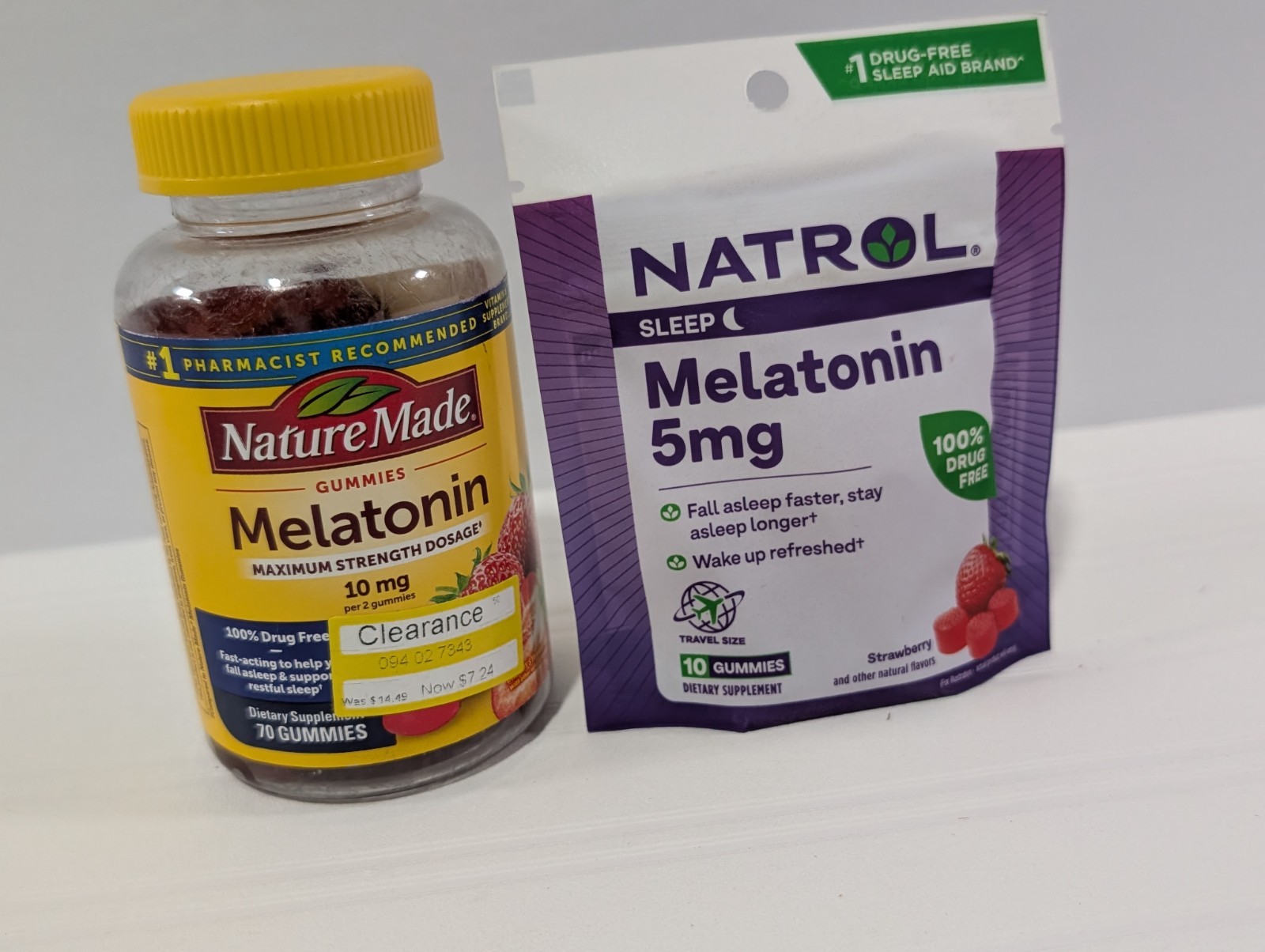Nature Made 10Mg Melatonin 70x & Natrol 5Mg Melatonin 10 Gummies (Pack of 2)
