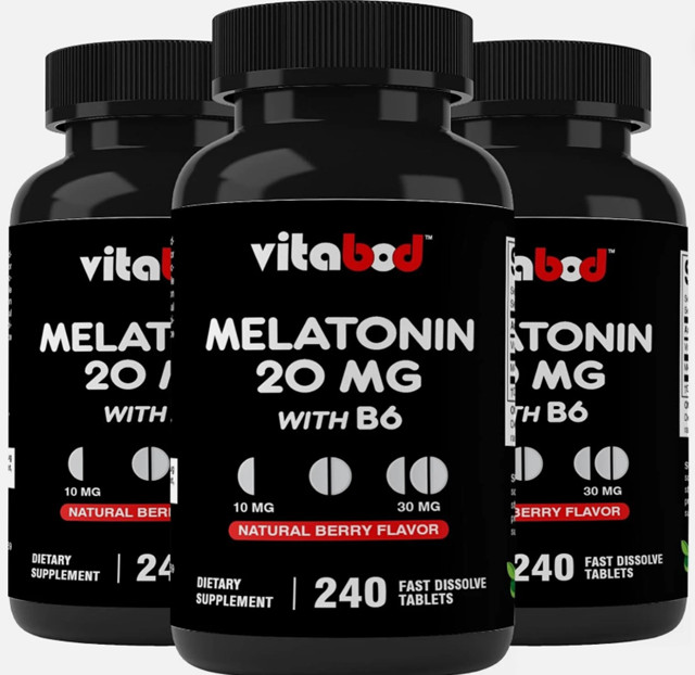 Vitabod Melatonin 20mg 720 Fast Dissolve Tablets Berry (3 – 240ct Bottles)