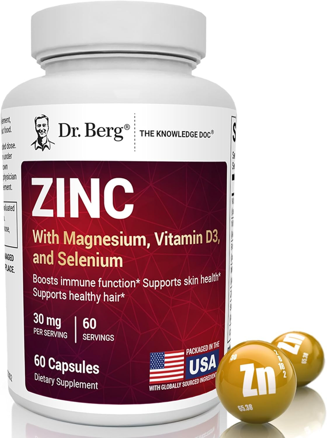 Dr. Berg Zinc 30mg Enhanced with Magnesium, Vitamin D3, Selenium, Copper –