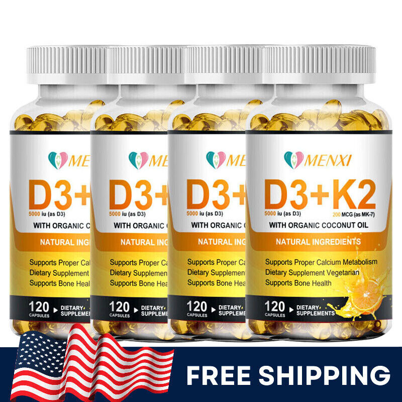 Vitamin D3 5000IU + K2 MK7 200mcg – Bone Strength, Heart Health, Immune Support