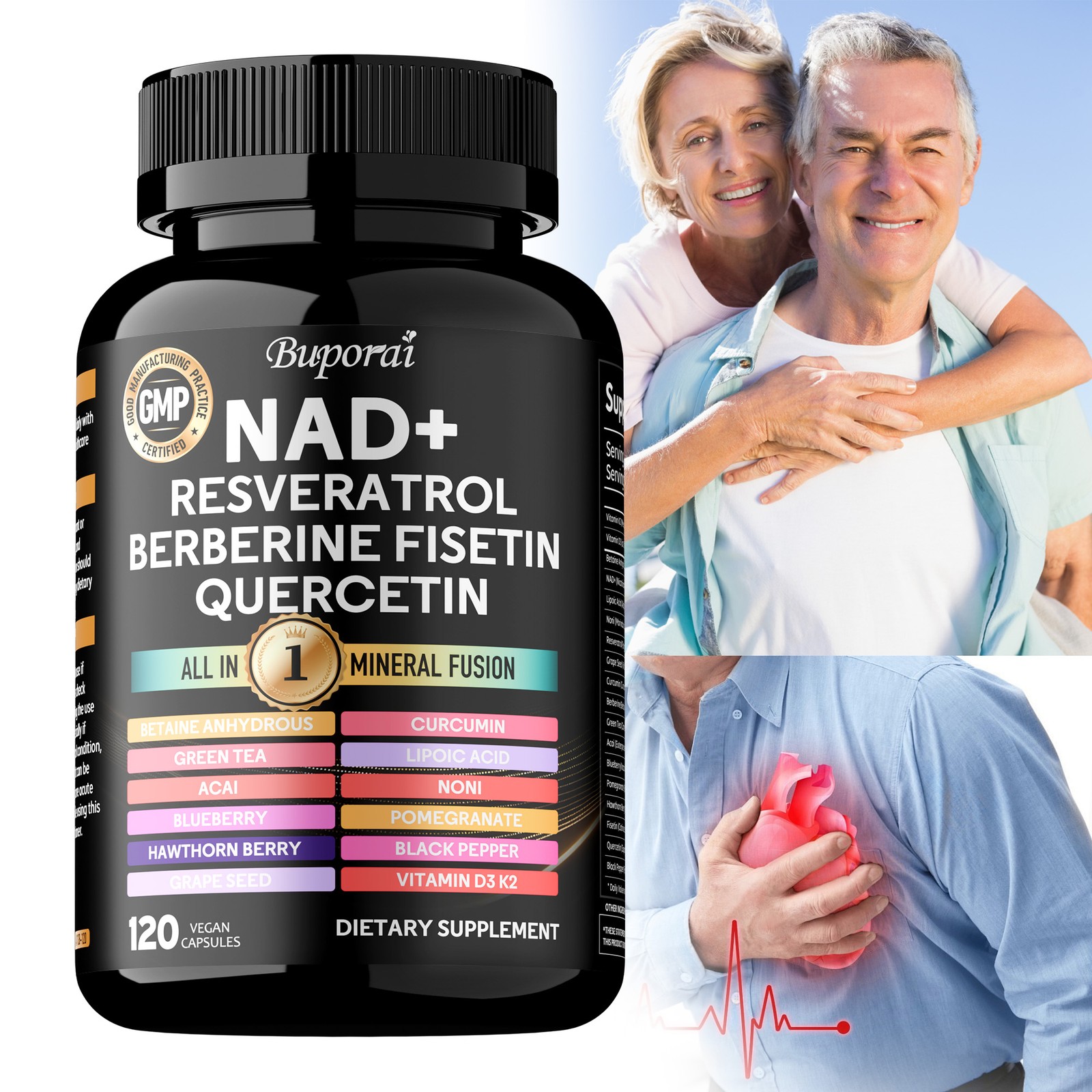 NAD+ – with Resveratrol, Berberine, for Anti-Aging, Antioxidant, Energy, Focus