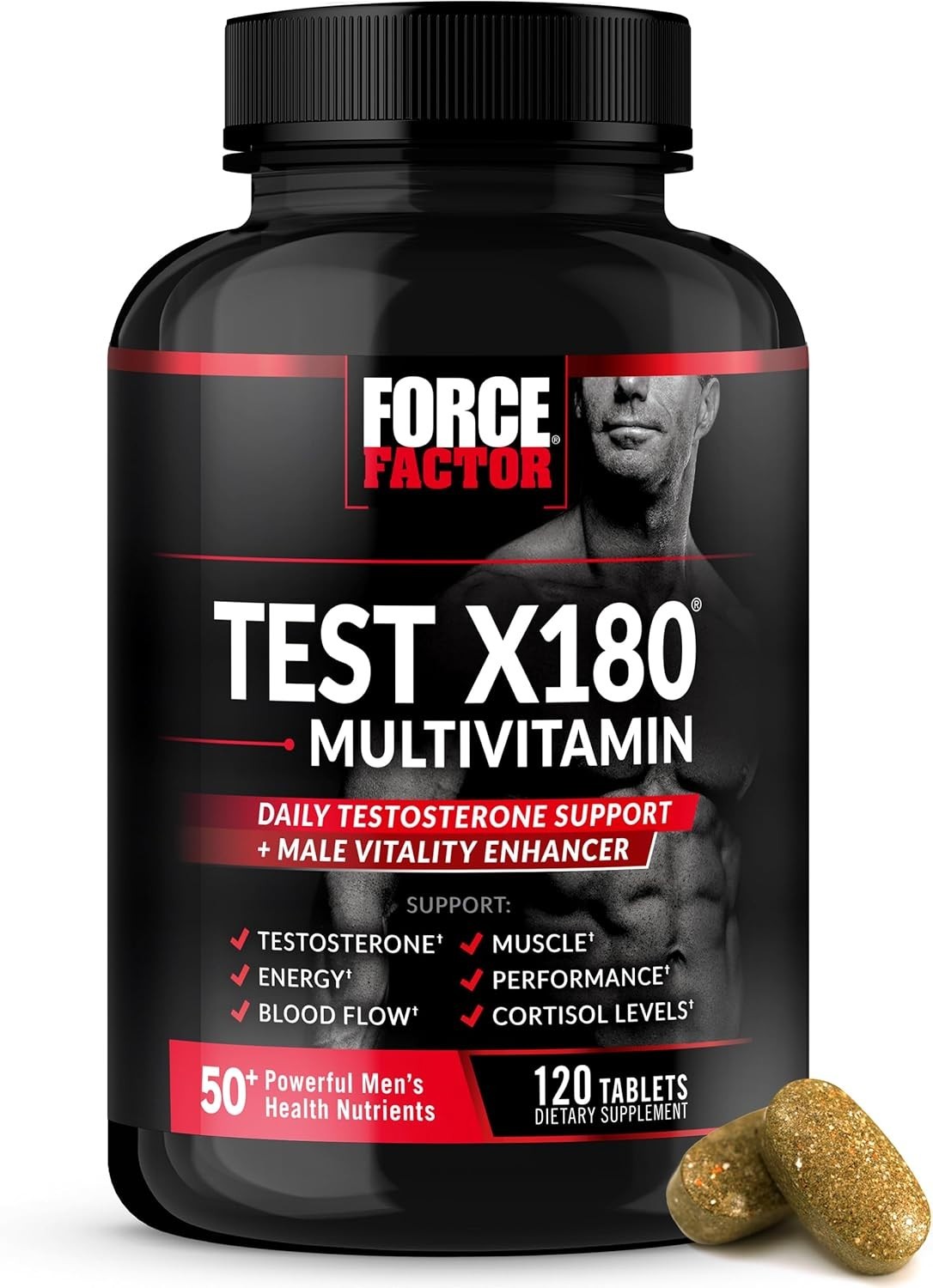 Force Factor Test X180 Multivitamin, Testosterone Booster Supplement, 120 Tablet