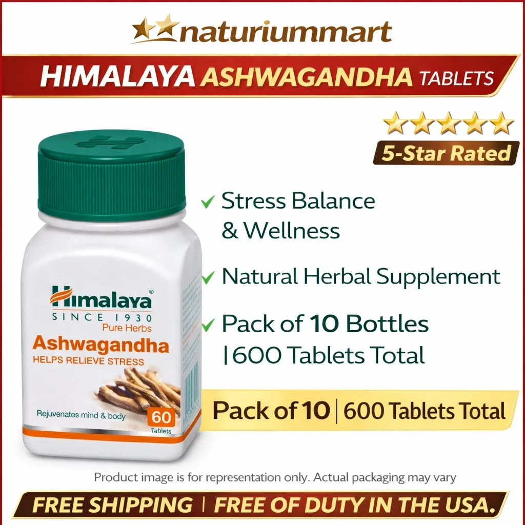 Himalaya Ashwagandha Tablets 600 Tablets (10×60) | Stress & Wellness | Exp 2028
