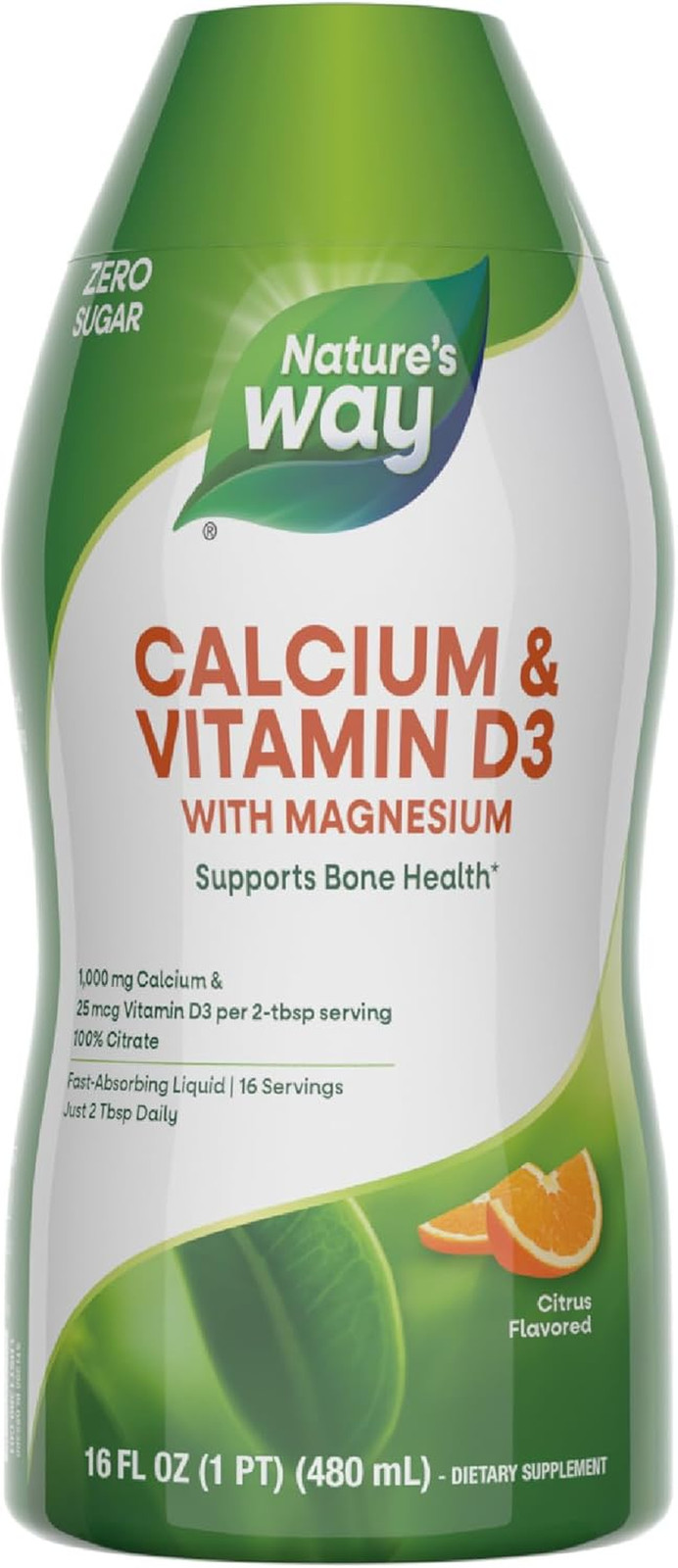 Nature’s Way Calcium & Vitamin D3 with Magnesium Liquid Supplement, 16 Fl Oz