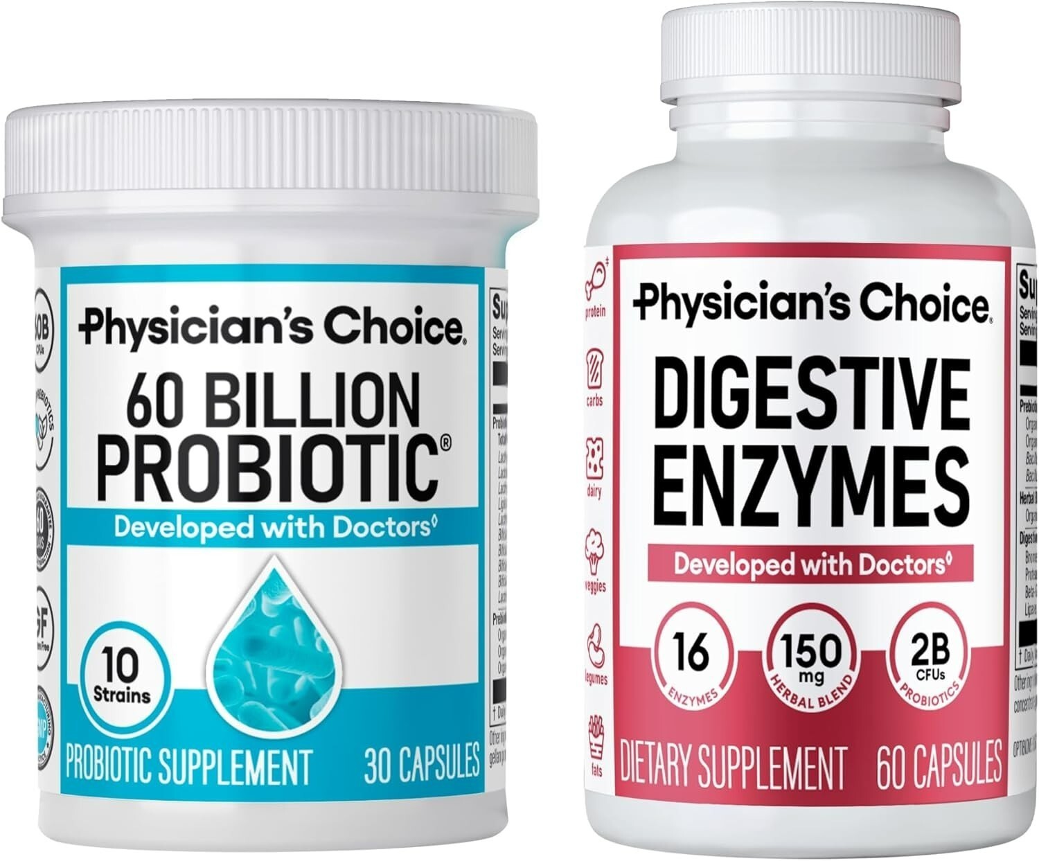 Physician’s Choice 60 Billion Probiotic & Digestive Enzymes Bundle USA SELLER */