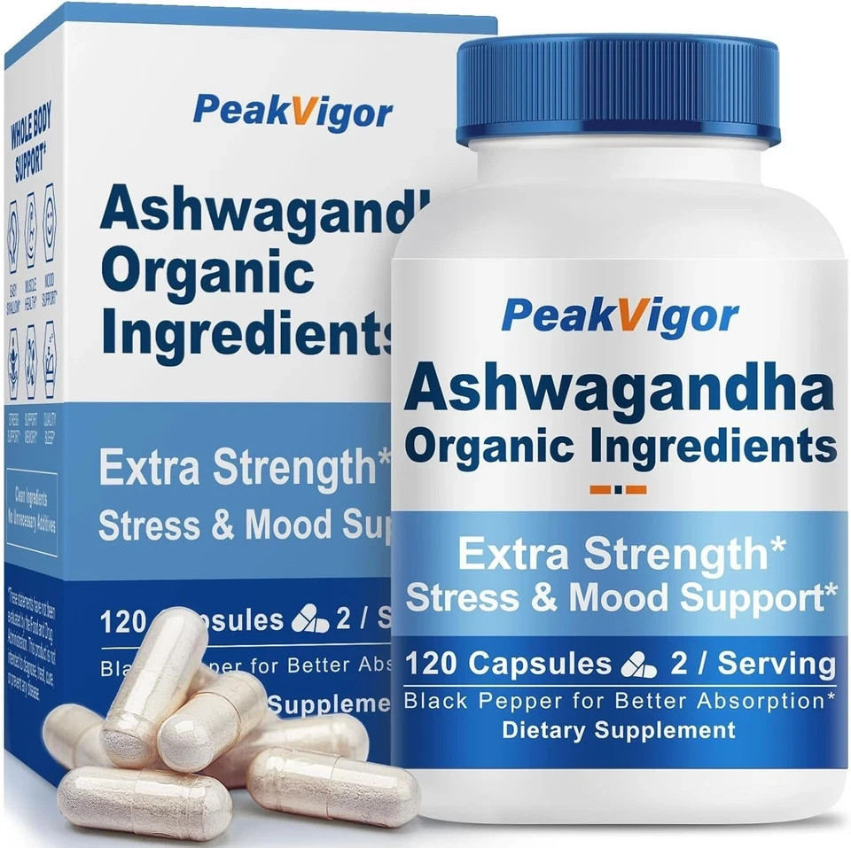 Ashwagandha 120 Capsules with 10mg Black Pepper Stress & Immune Care Gluten Free