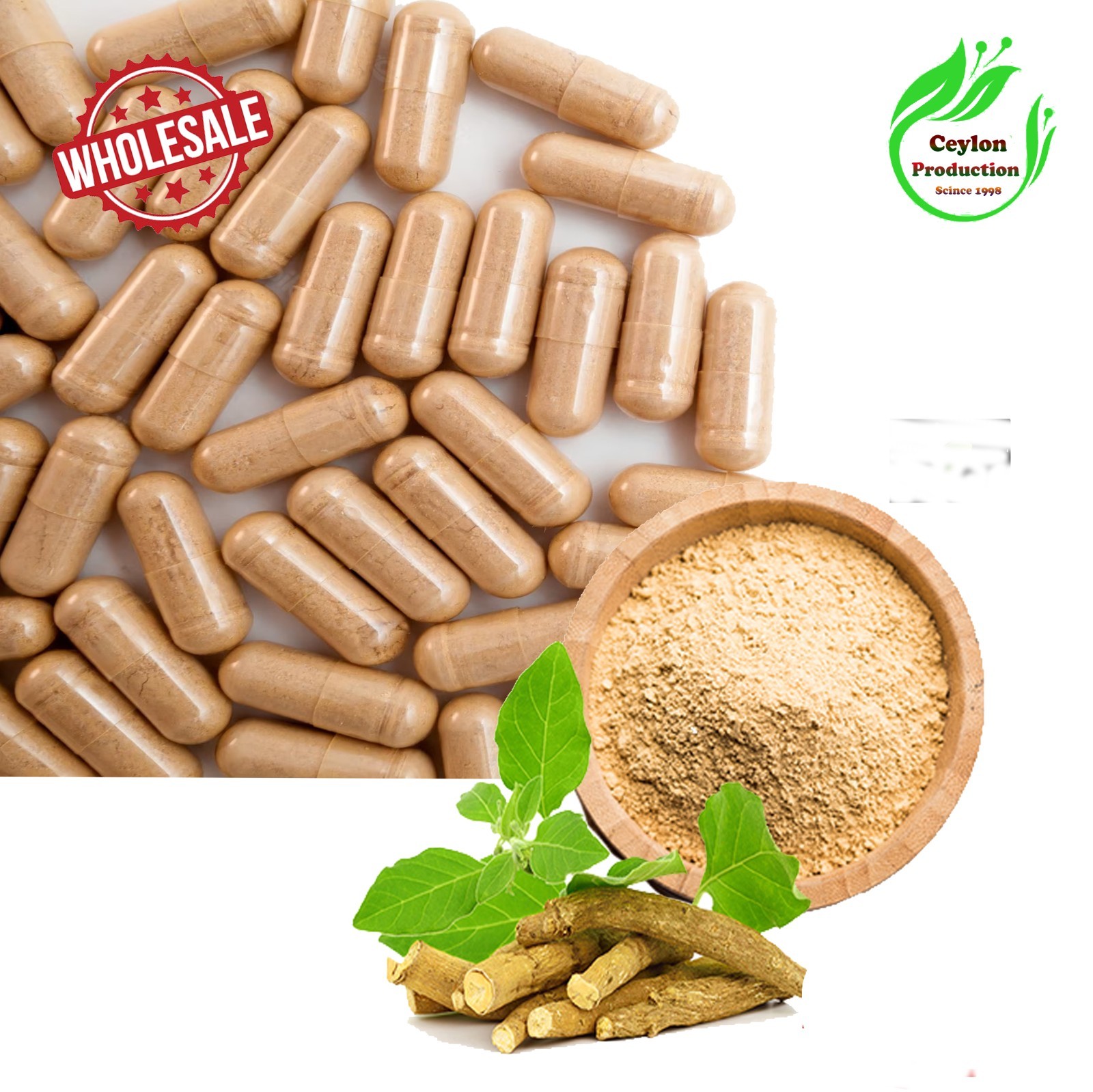 Ashwagandha Root Capsules Natural Herbal Withania Somnifera Supplement