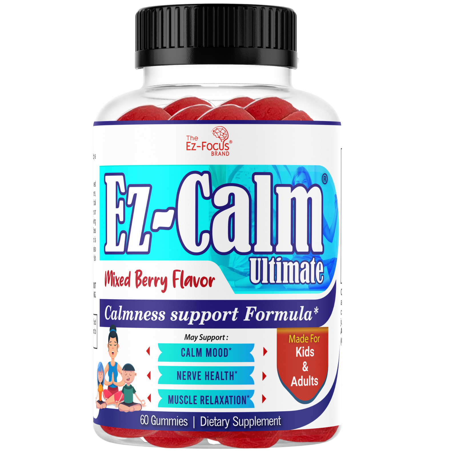 Relaxing Calm Magnesium Gummies for Kids – Great Tasting Kids Magnesium 60 Gummy