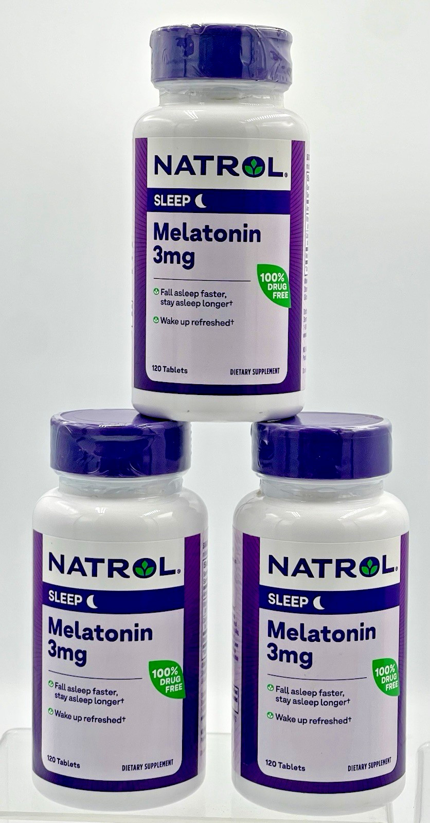 Lot of 3 Natrol Melatonin 3mg 120 Tablets Sleep Aid Dietary Supplement EXP04/27