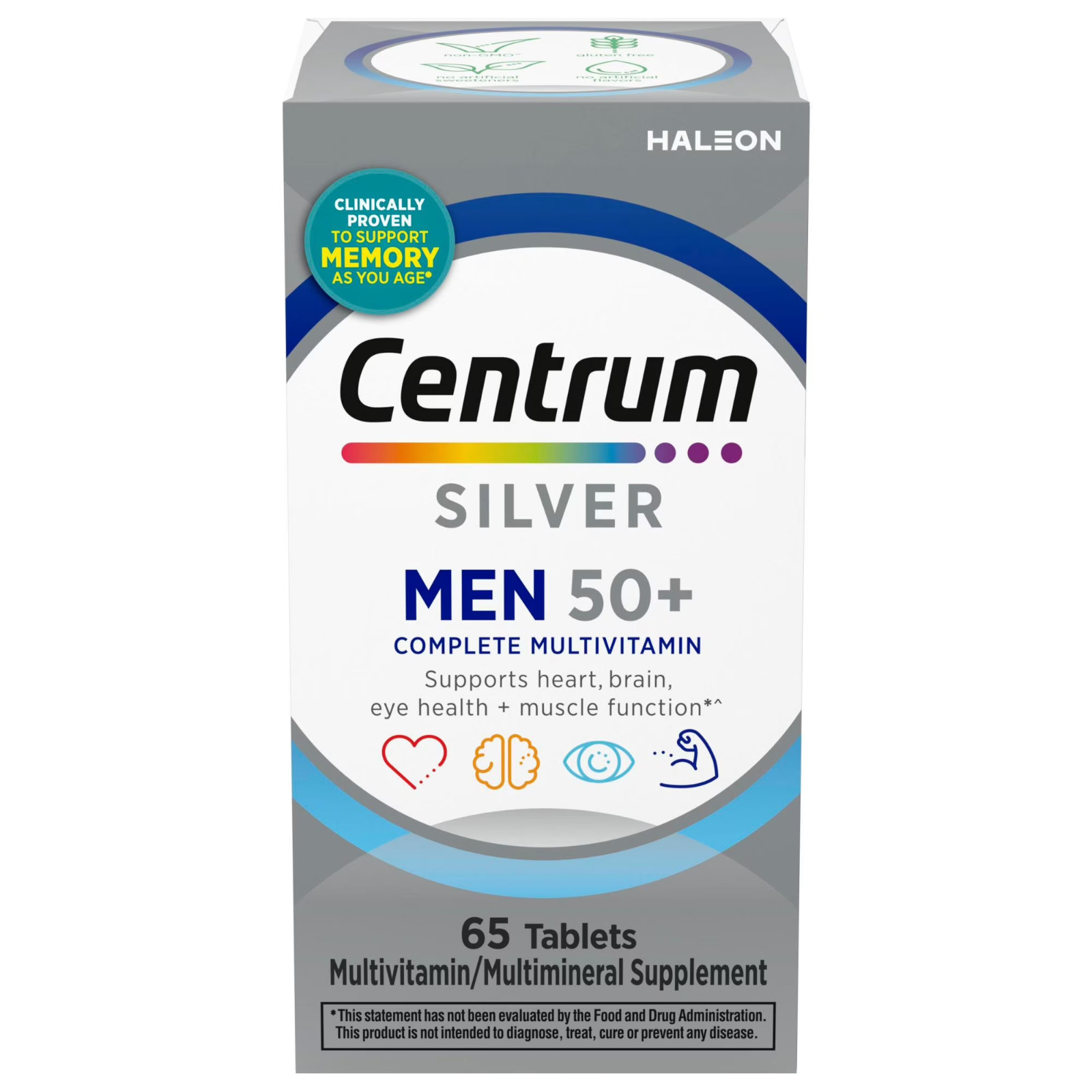 Centrum Silver Mens 50 Plus Multivitamin With Vitamin B & D3, 65 Count.