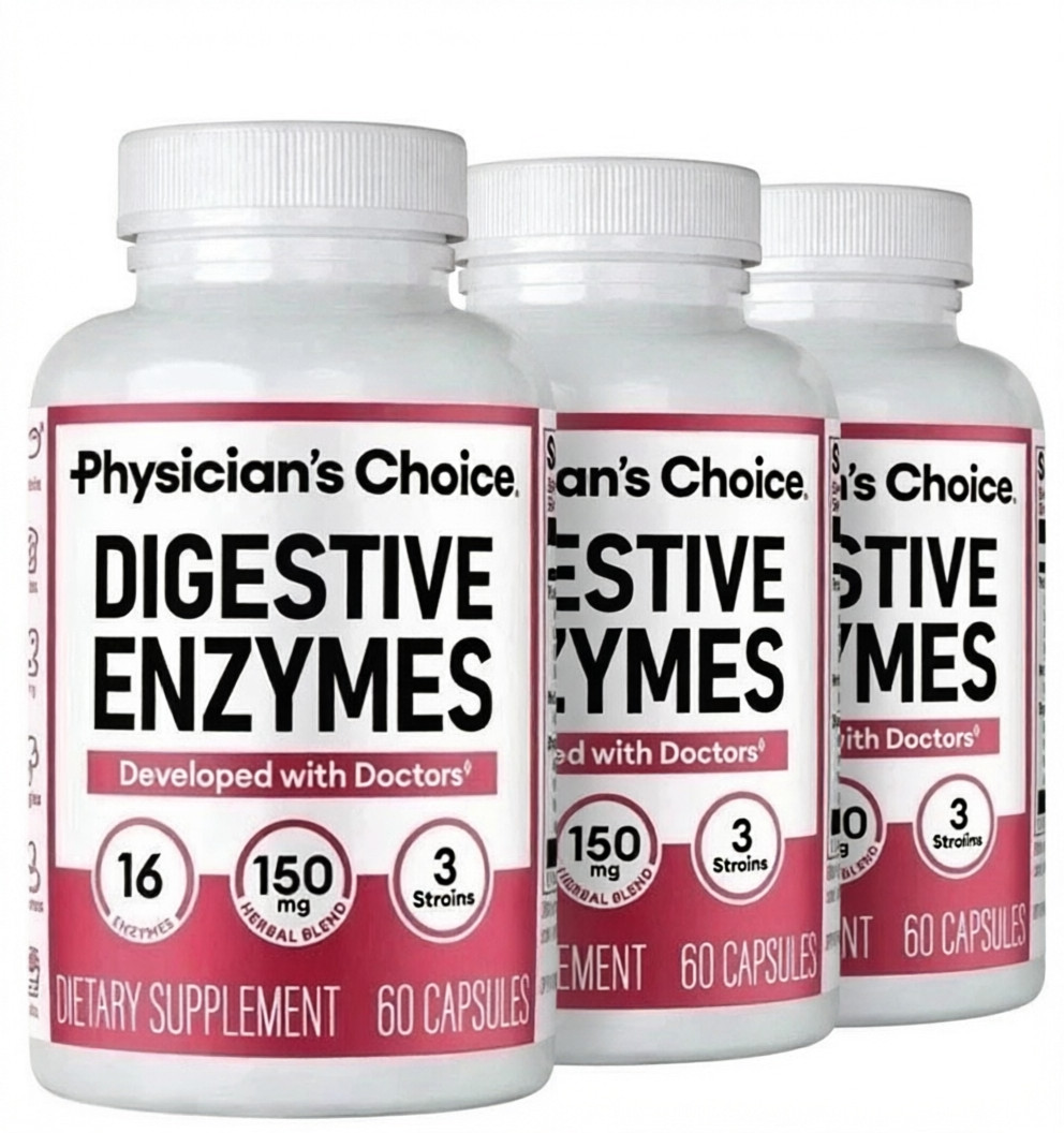 3PACK Physician’s CHOICE Digestive Enzymes – Multi Enzymes, Organic Prebiotics