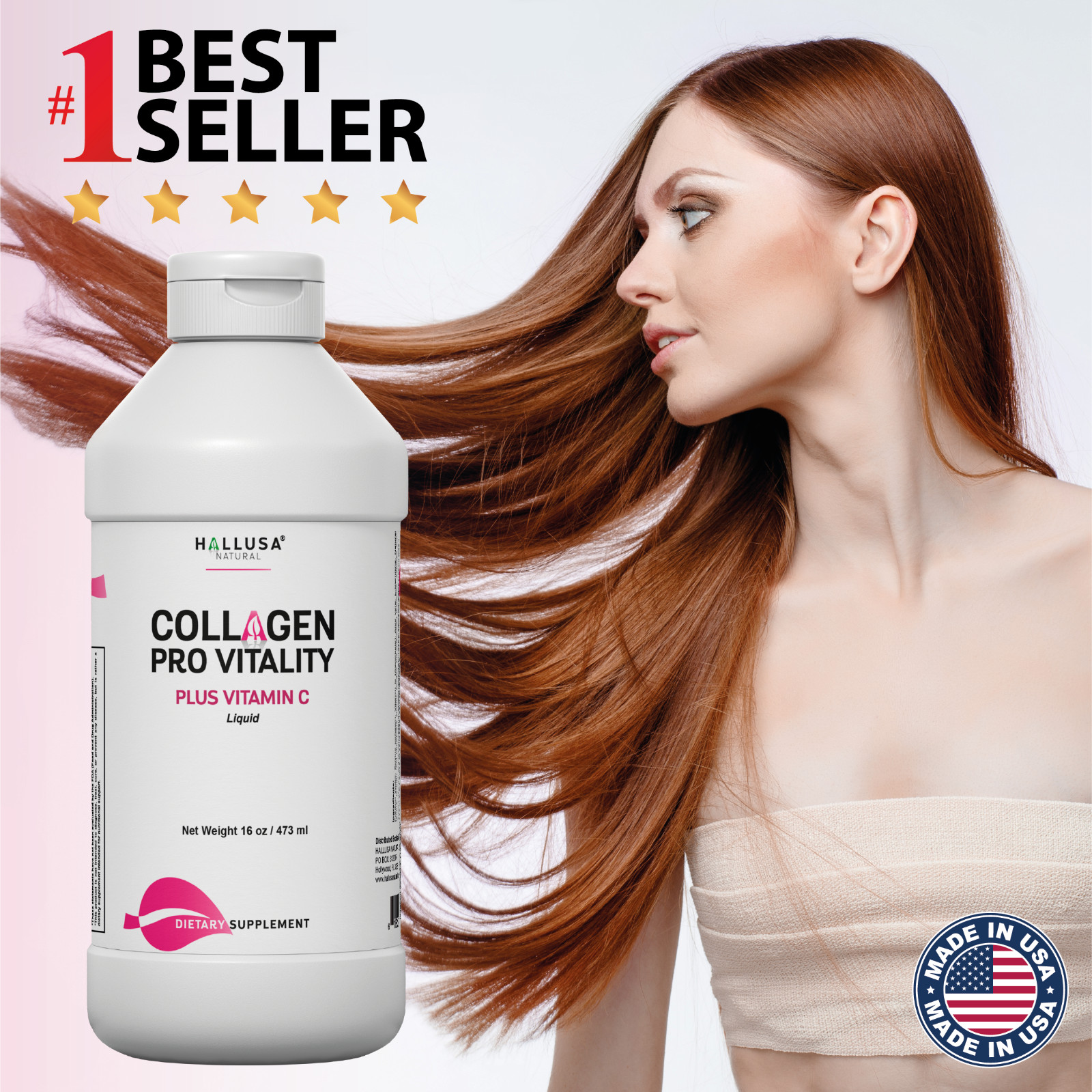 COLLAGEN LIQUID PLUS VITAMIN C – Skin, Hair & Joint Health – Anti-Aging – 16 OZ