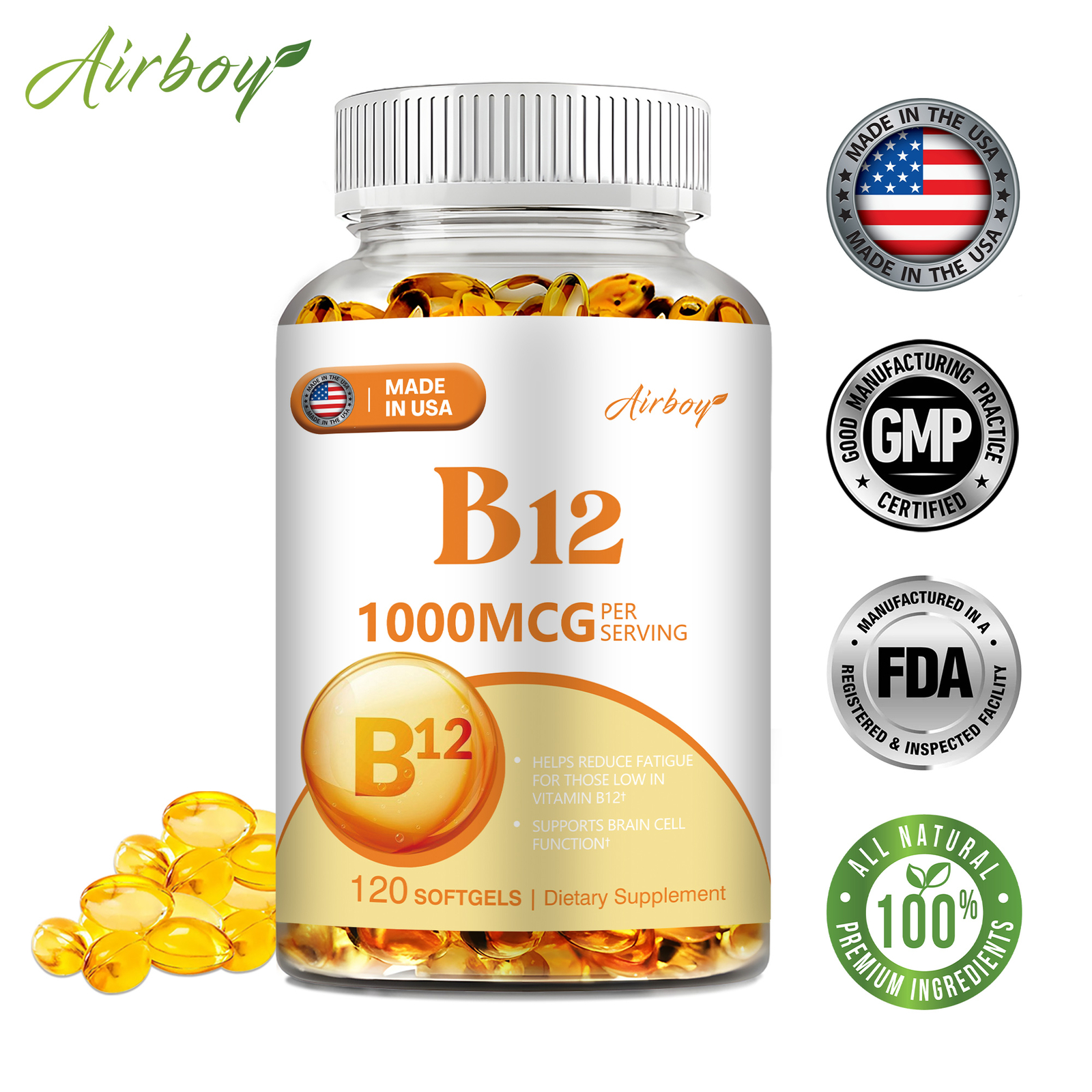Vitamin B12 Capsules 1000mcg – Boosts Energy Nervous System, Energy Metabolism