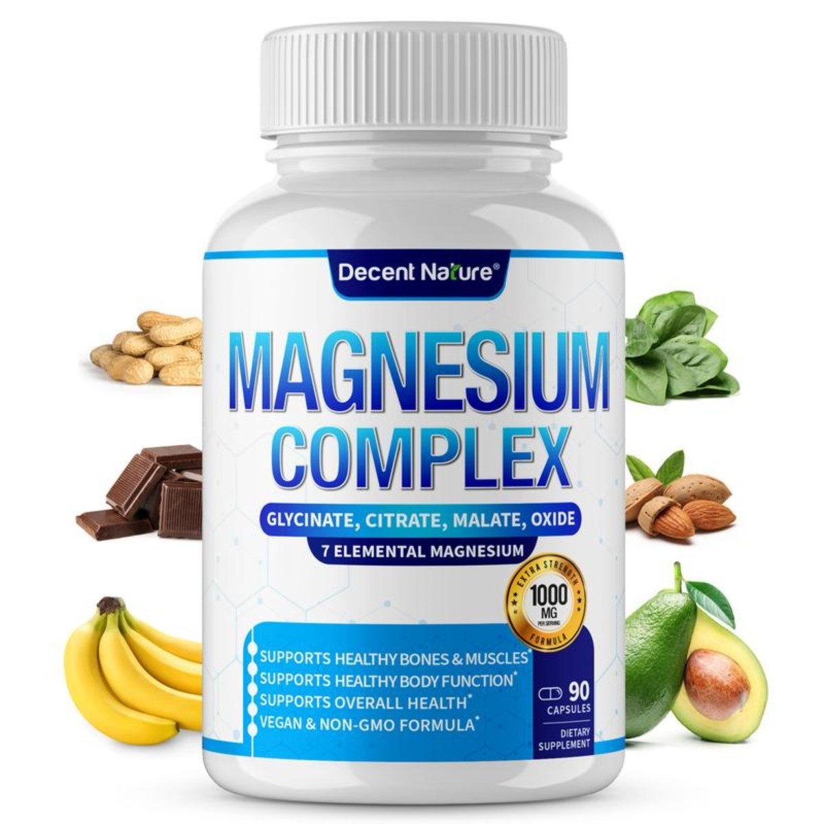 7 Elemental Magnesium Complex 1000mg.Full-Spectrum Support, 90 Capsules