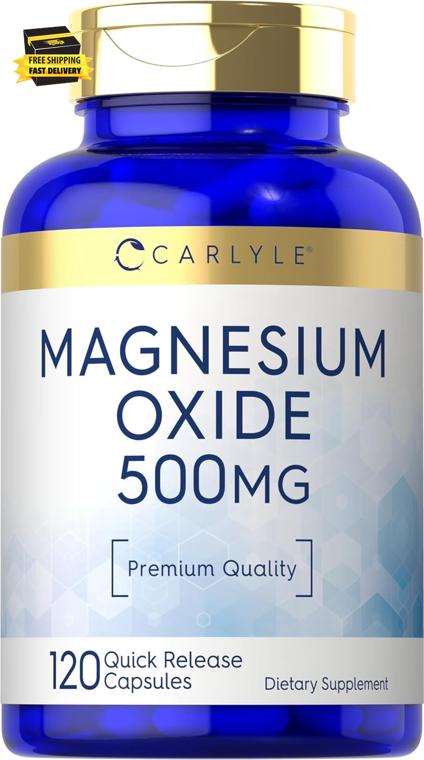 Magnesium Oxide 500Mg | 120 Capsules | Premium Quality | Non-Gmo and Gluten Free